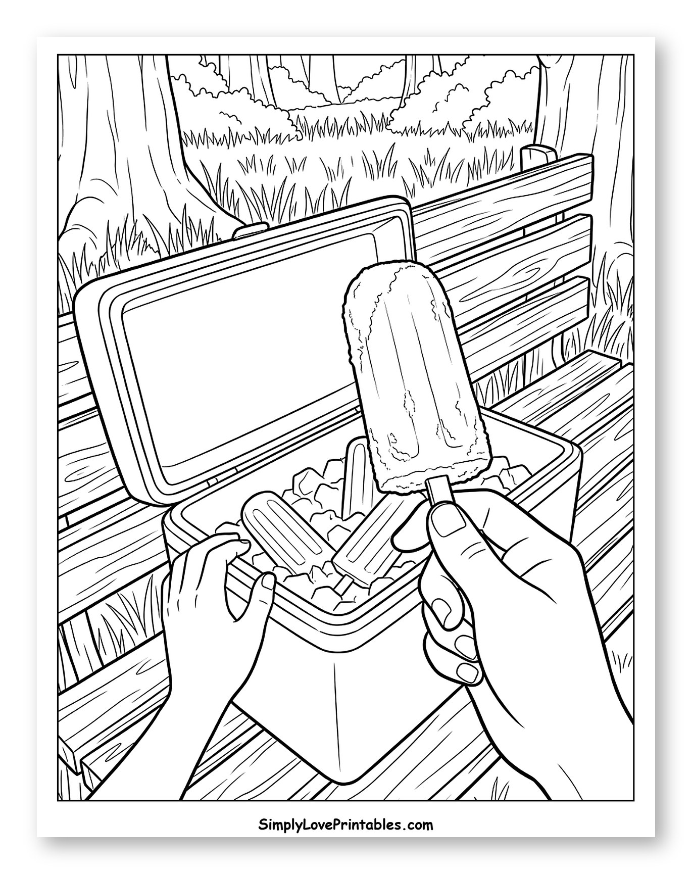 Taking a Popsicle from a Cooler in Nature