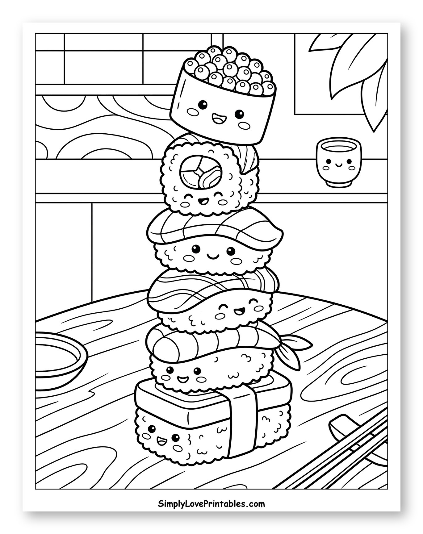 Tall Stack of Kawaii Sushi Friends