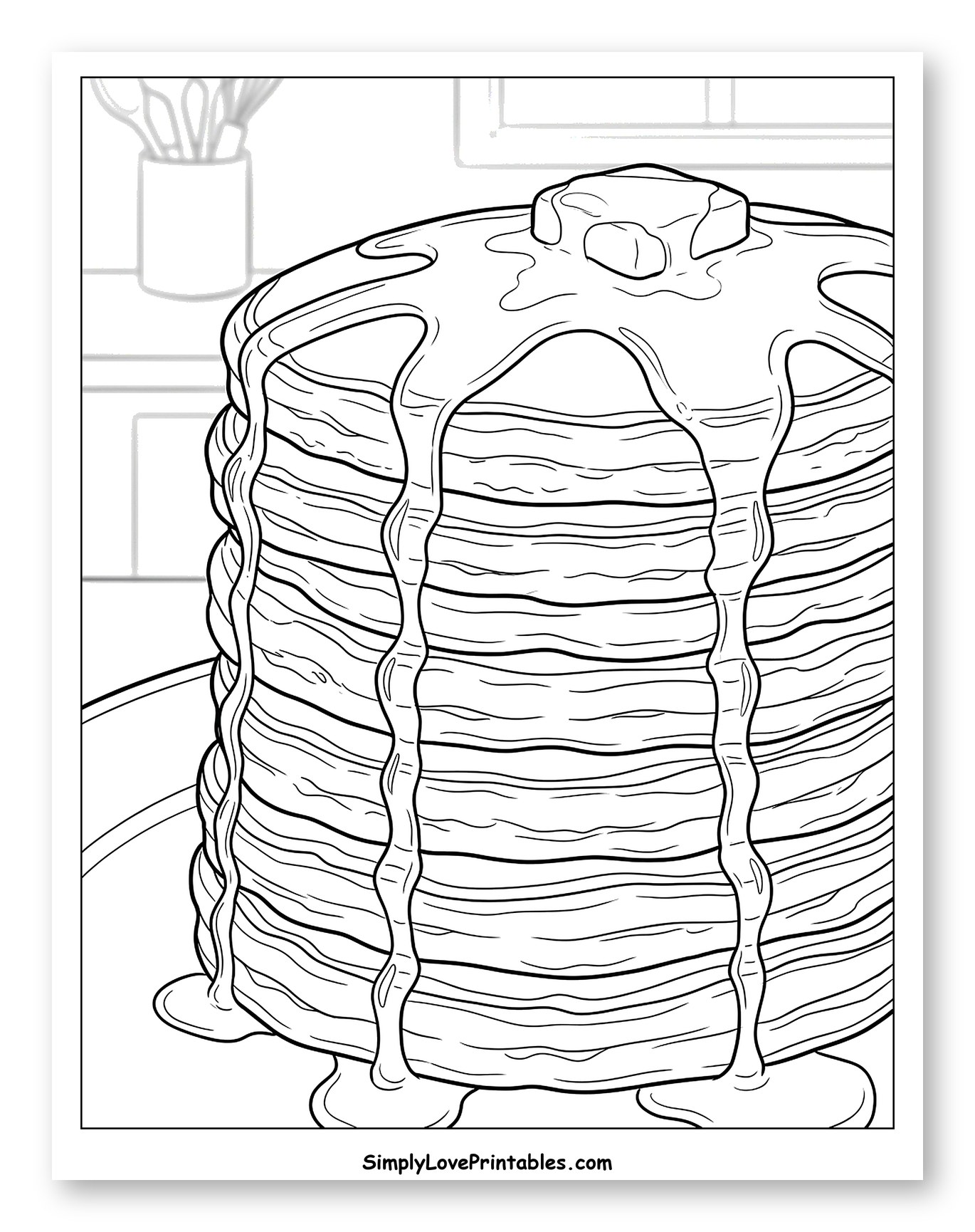 Tall Stack of Pancakes with Syrup and Butter