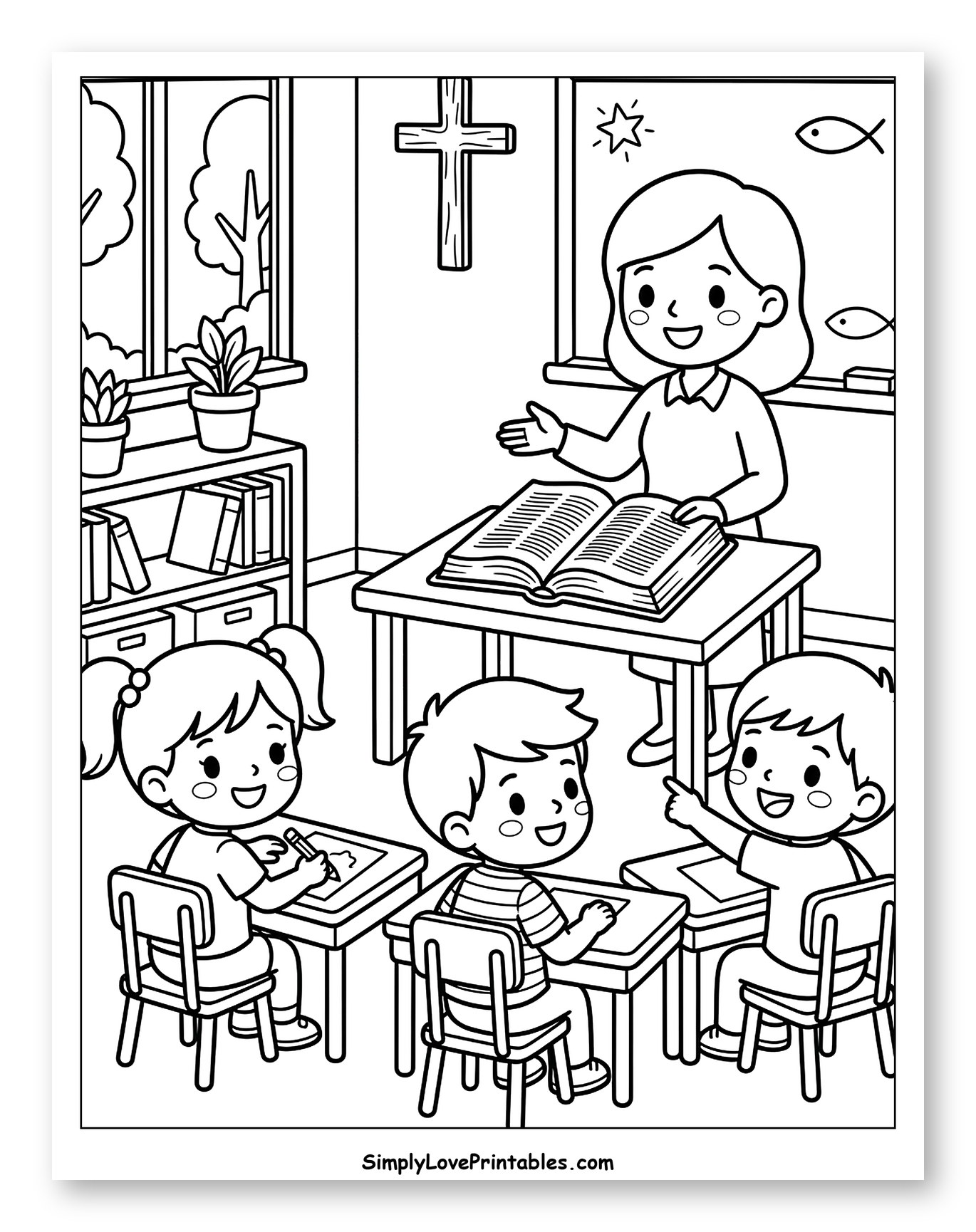 Teacher Reading Bible to Sunday School Class