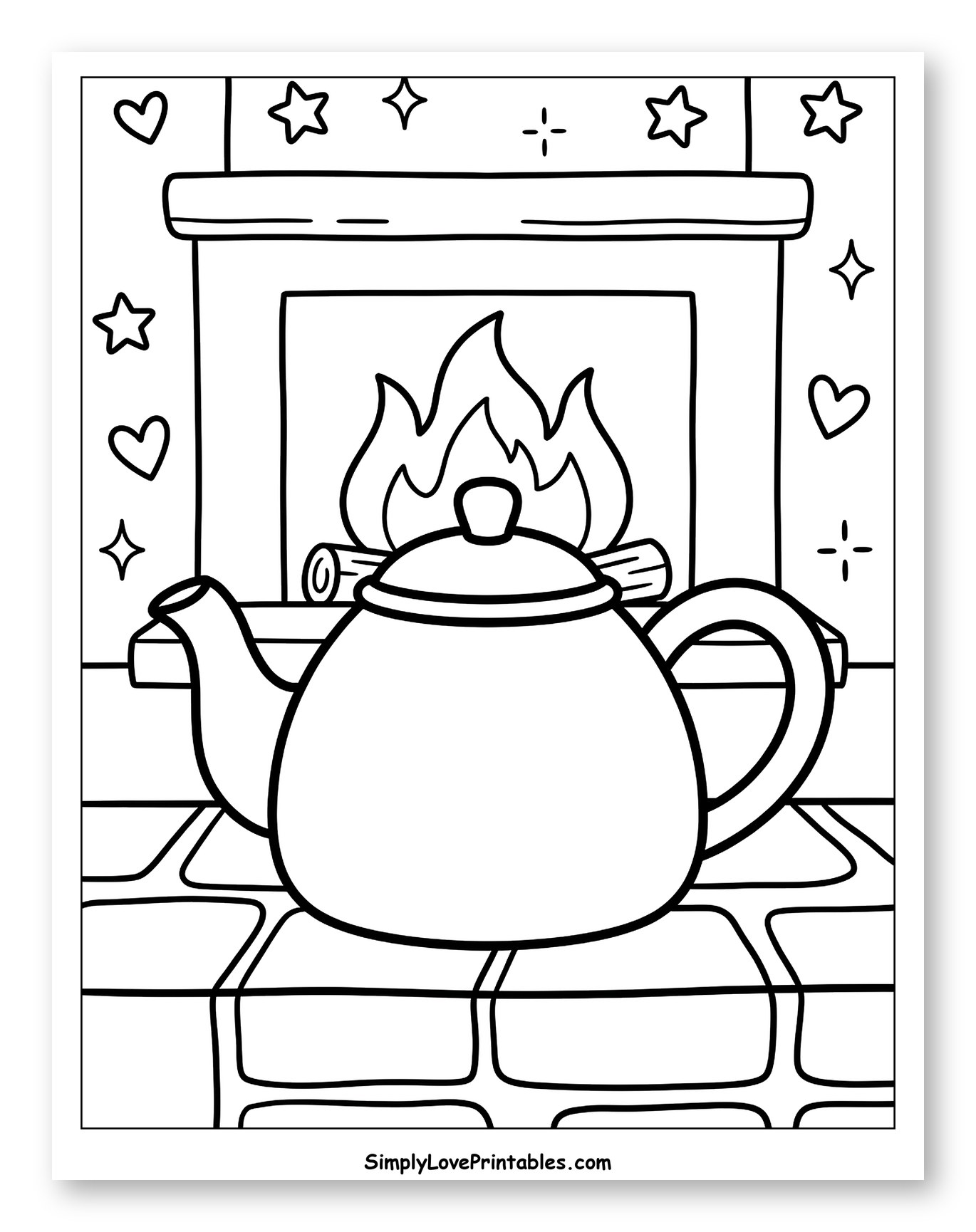 Teapot in front of a Warm Fireplace