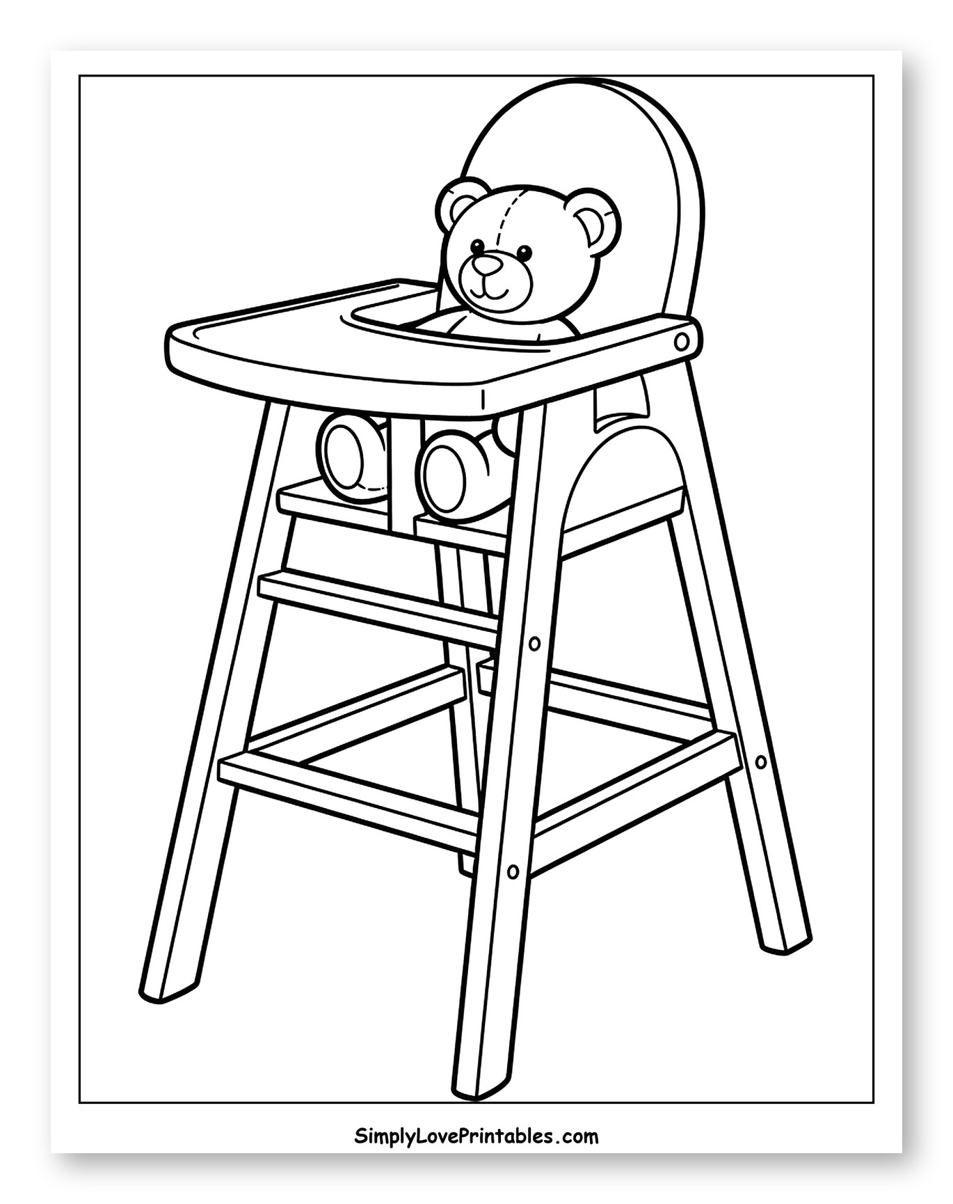 Teddy Bear in a Wooden High Chair