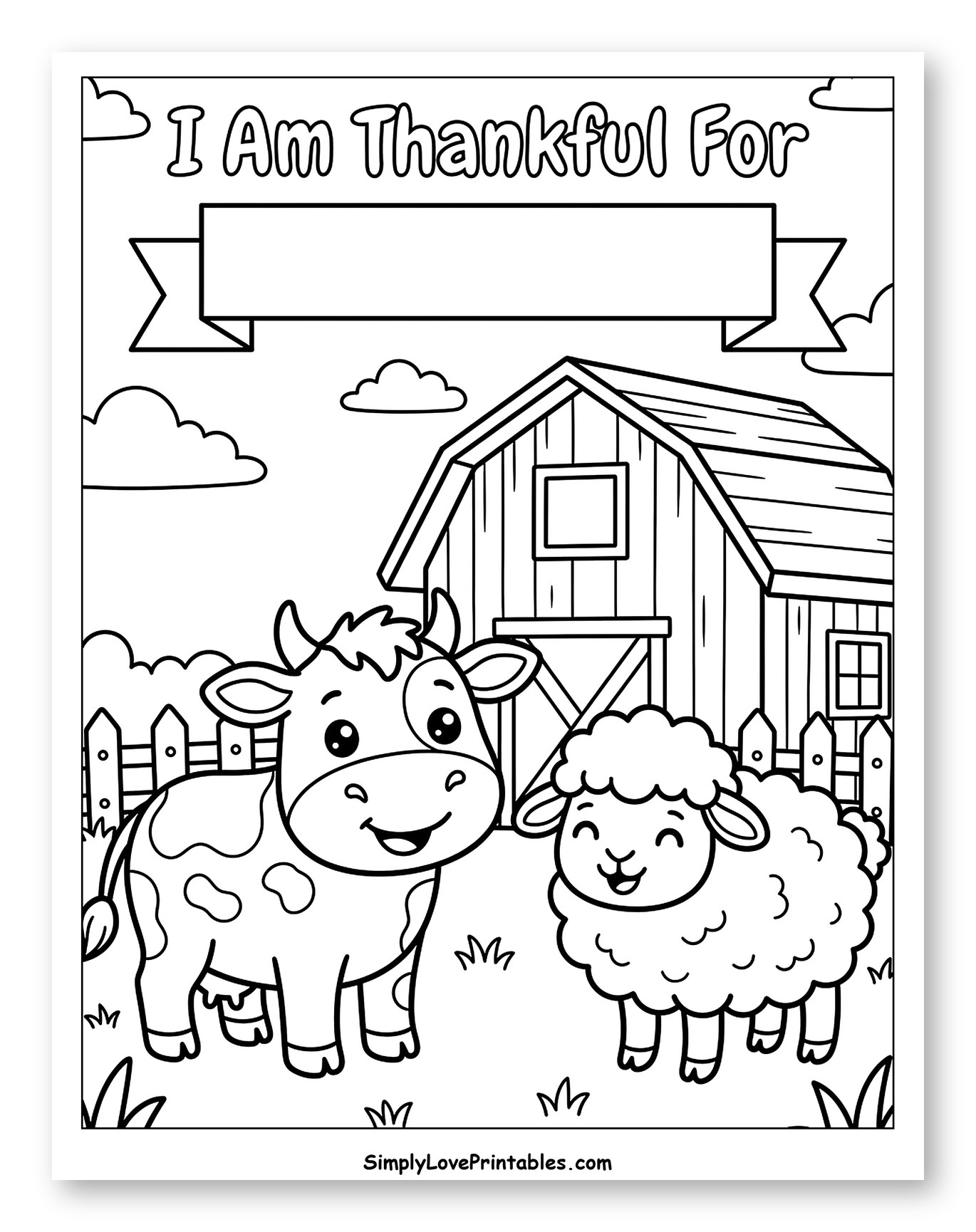 Thankful Barnyard Cow and Little Sheep
