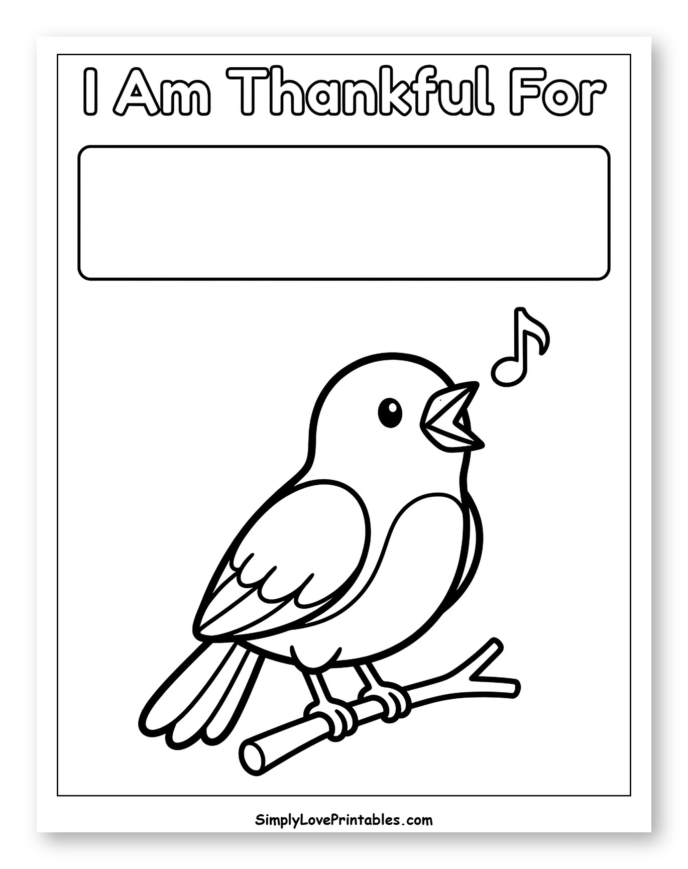 Thankful Singing Bird on a Branch
