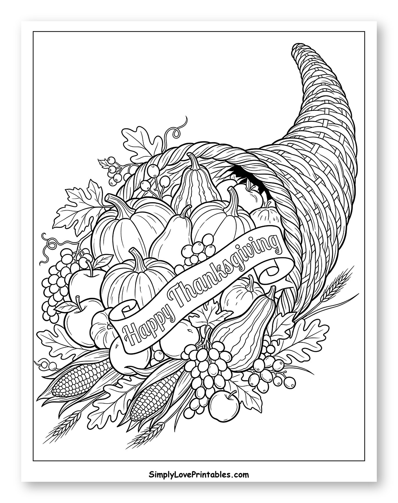 Thanksgiving Cornucopia with Harvest Bounty