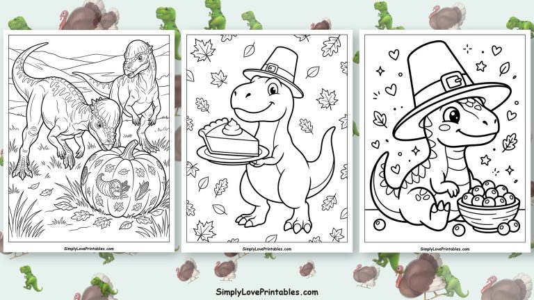 thanksgiving dinosaur coloring pages featured image