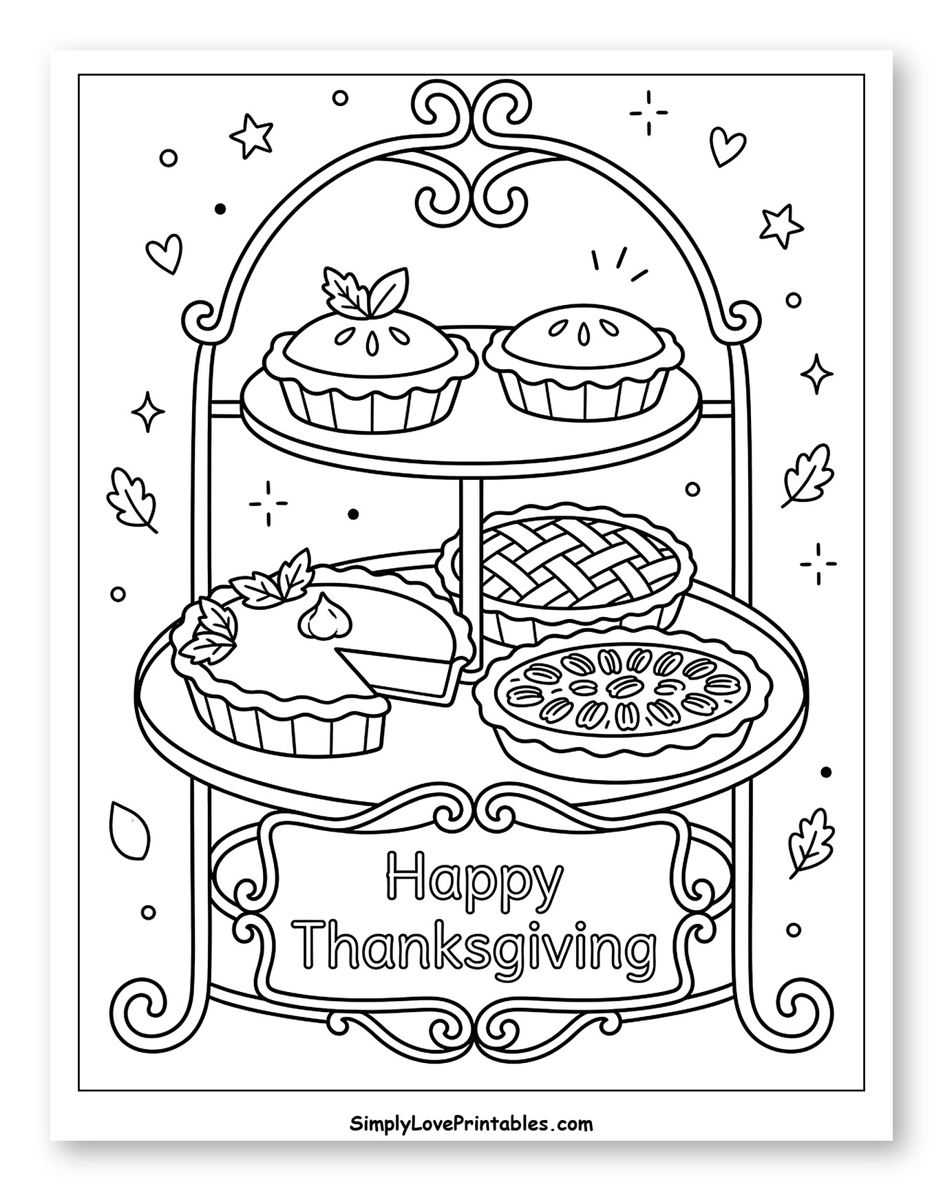 Thanksgiving Pies on a Two-Tiered Stand