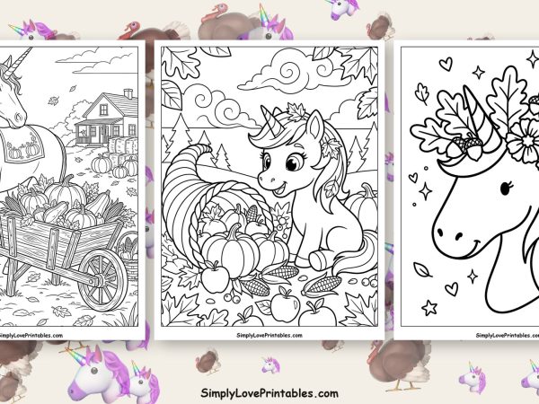 thanksgiving unicorn coloring pages featured image