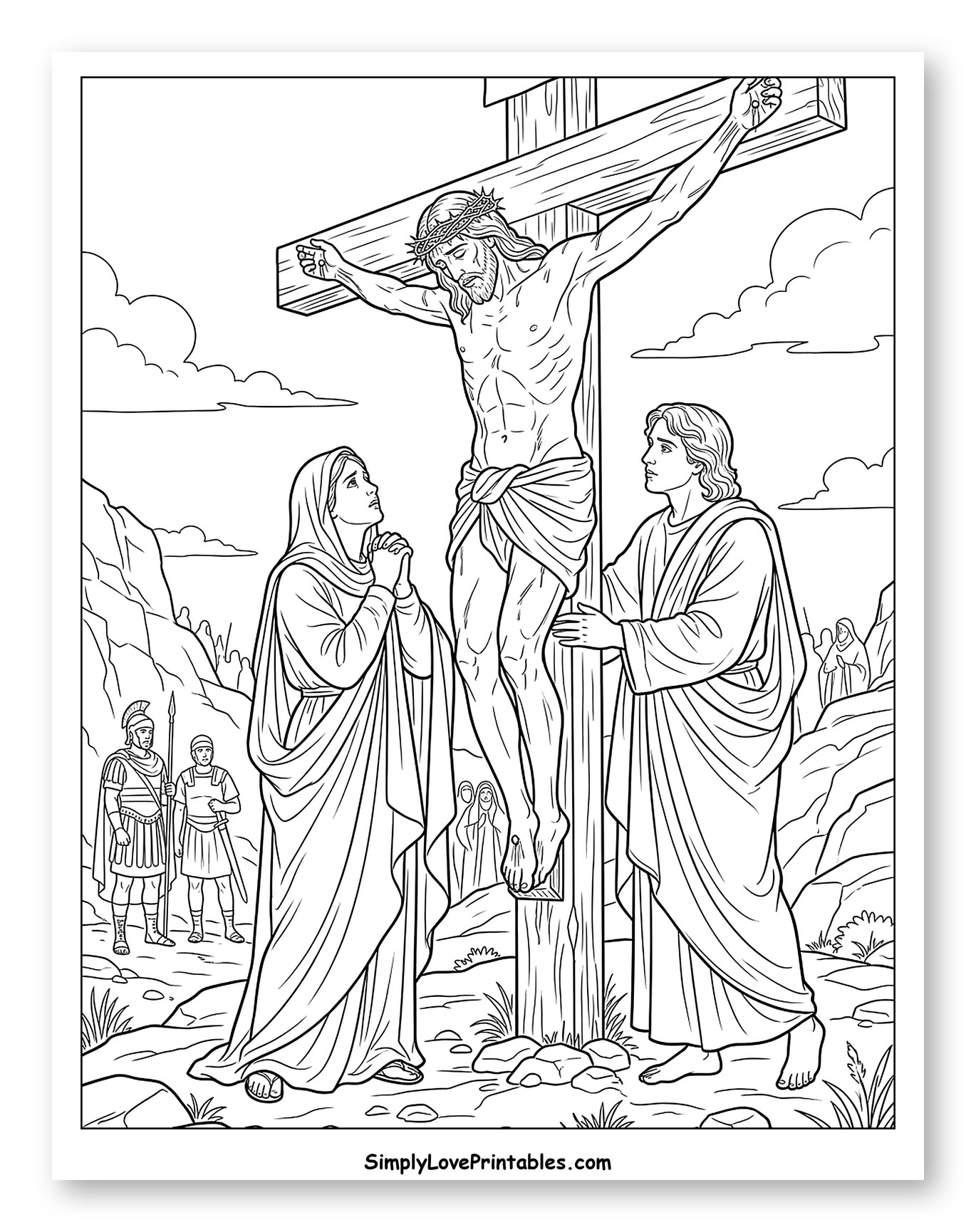 The Crucifixion of Jesus Christ Coloring Sheet