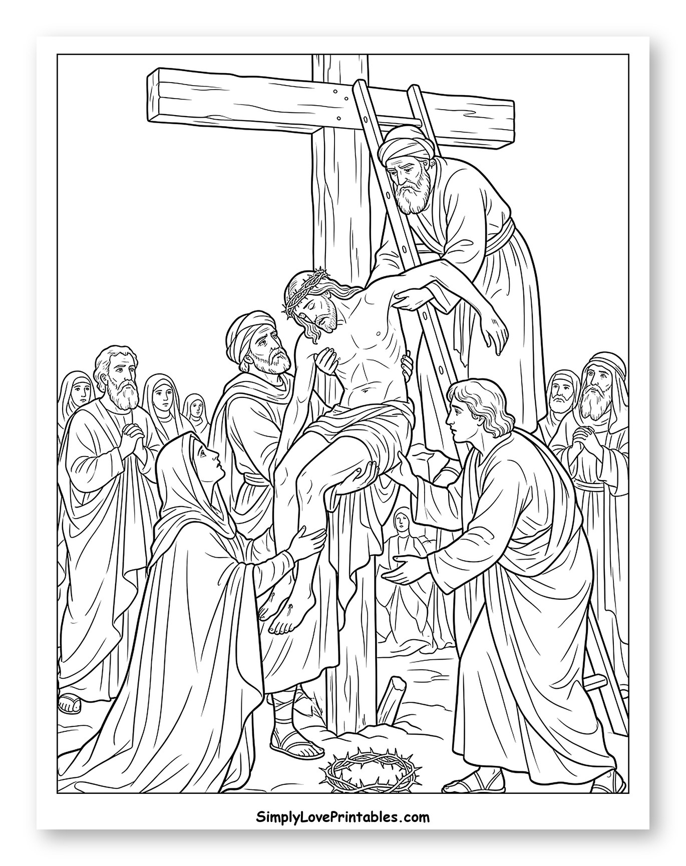 The Deposition of Christ from the Cross Coloring Page