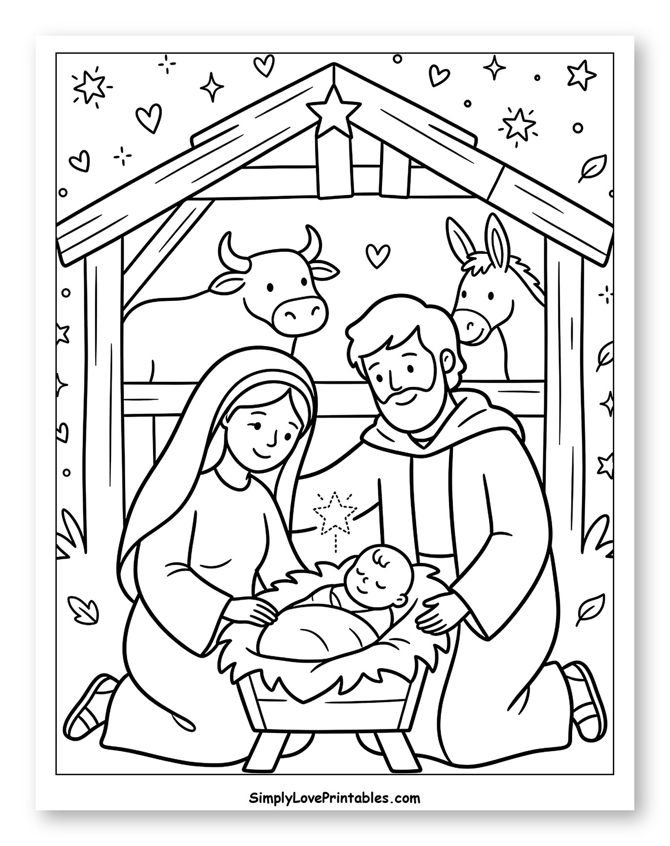 The Holy Family and Animals Nativity Scene
