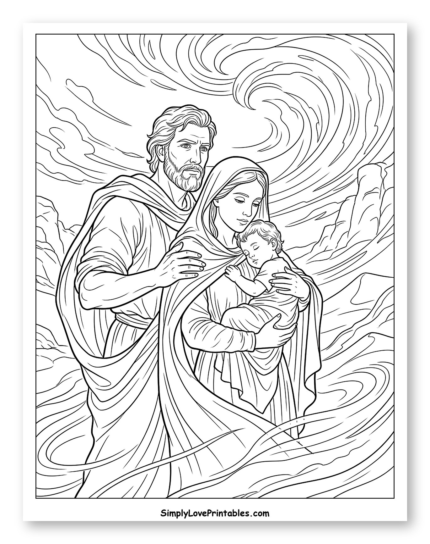 The Holy Family Embracing Baby Jesus