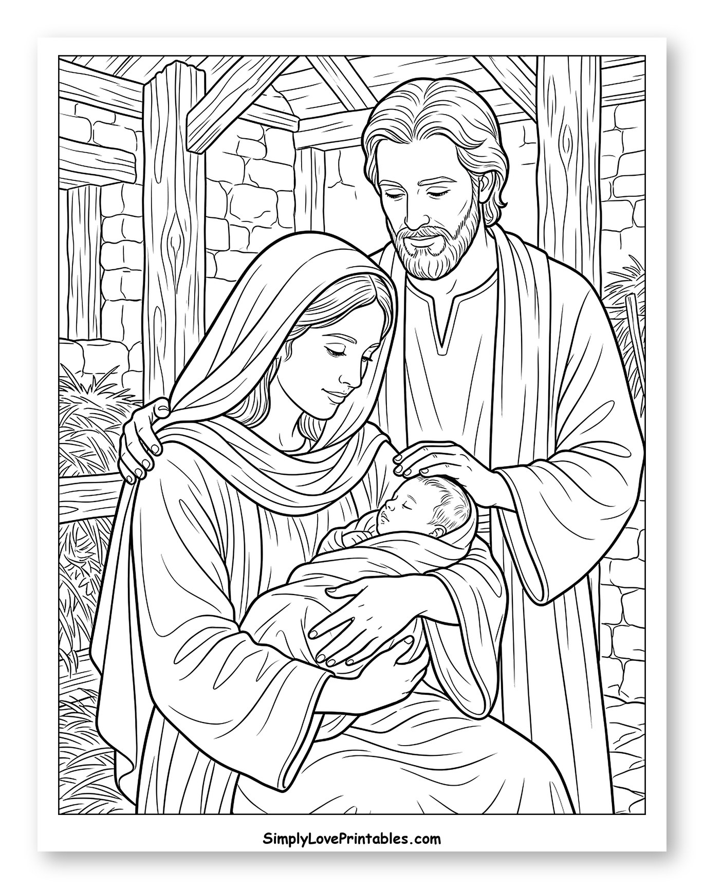 The Holy Family in a Stable to Color