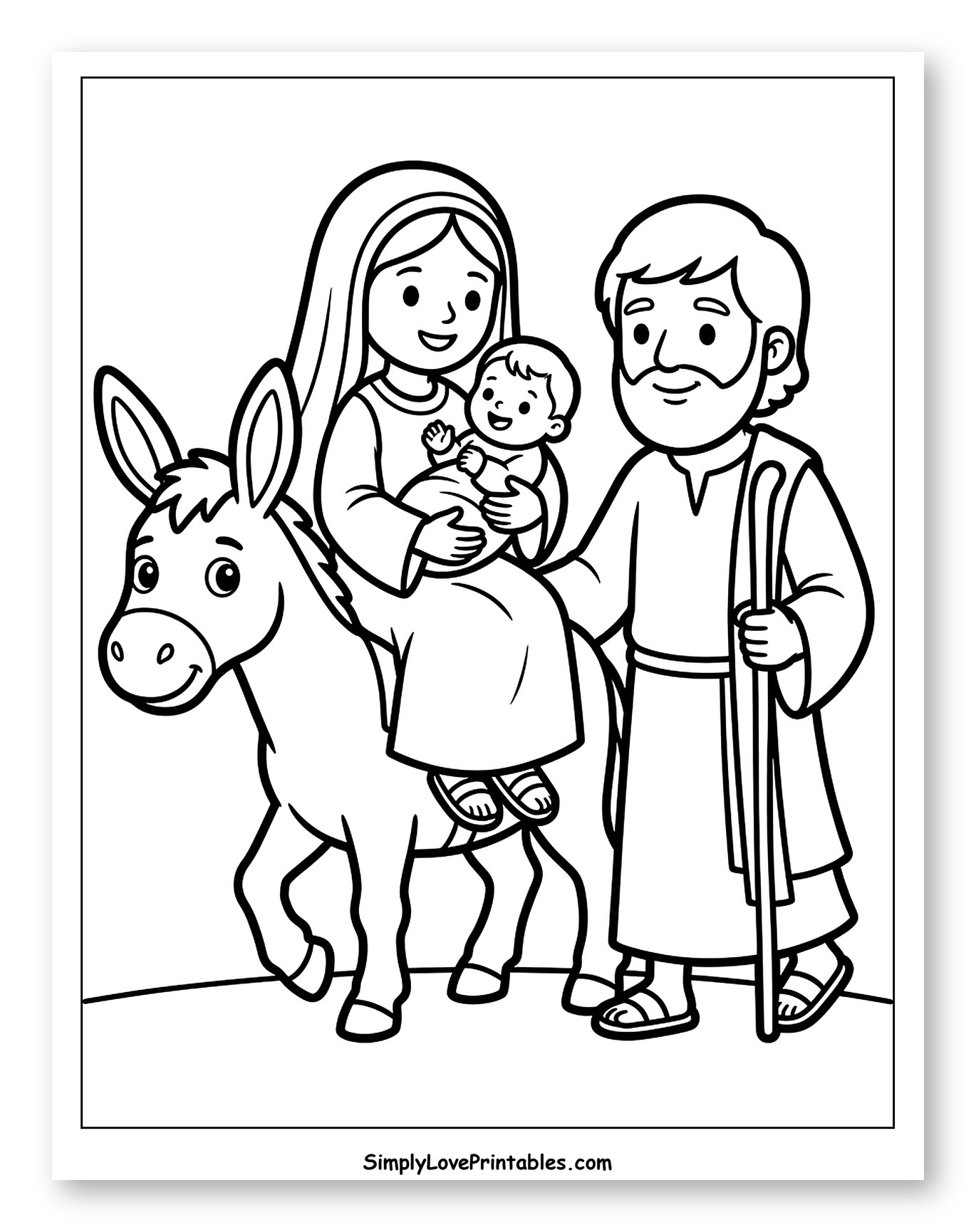 The Holy Family Traveling with a Donkey