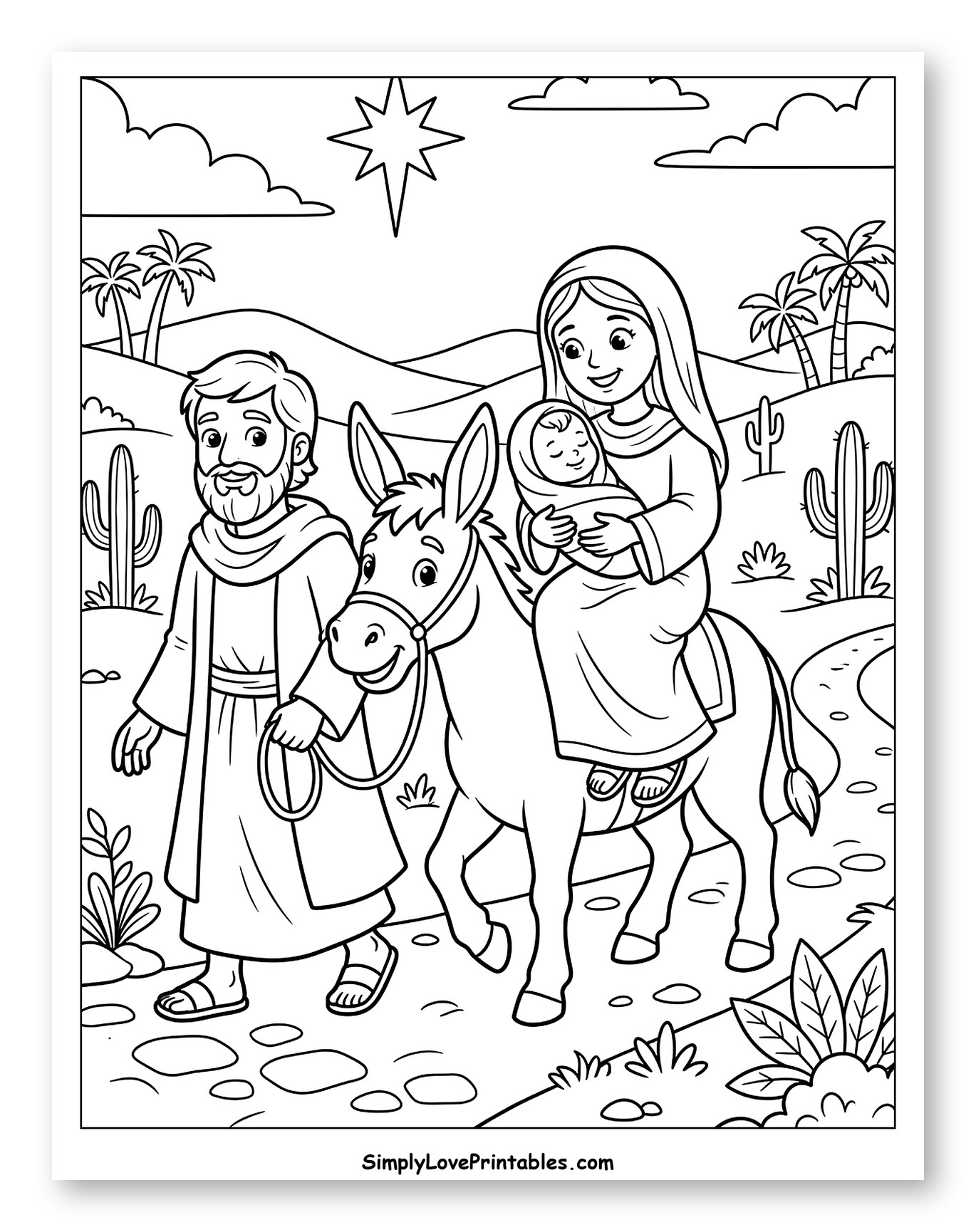 The Holy Family Traveling with a Donkey
