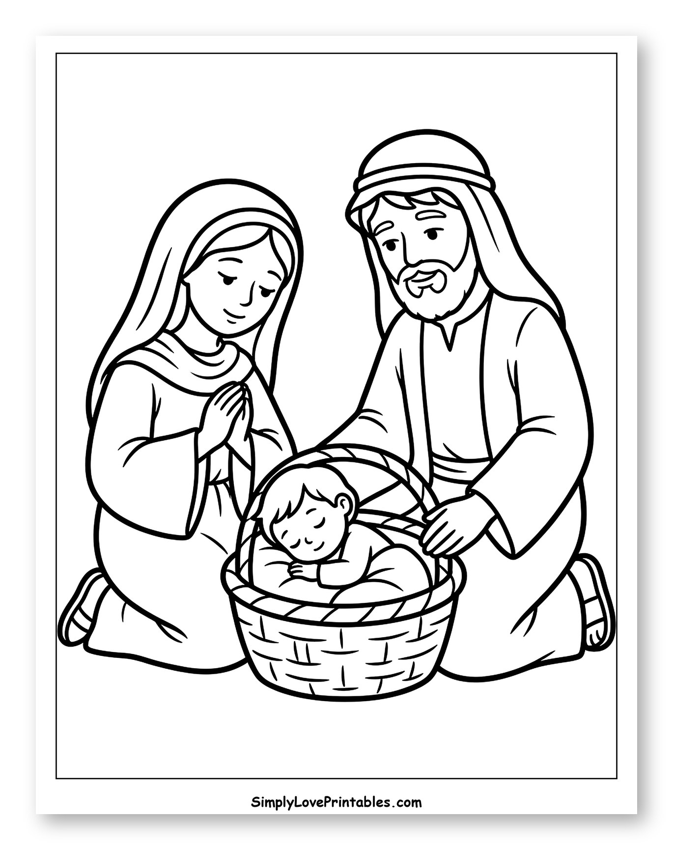 The Holy Family with Baby Jesus Coloring Sheet for Toddlers