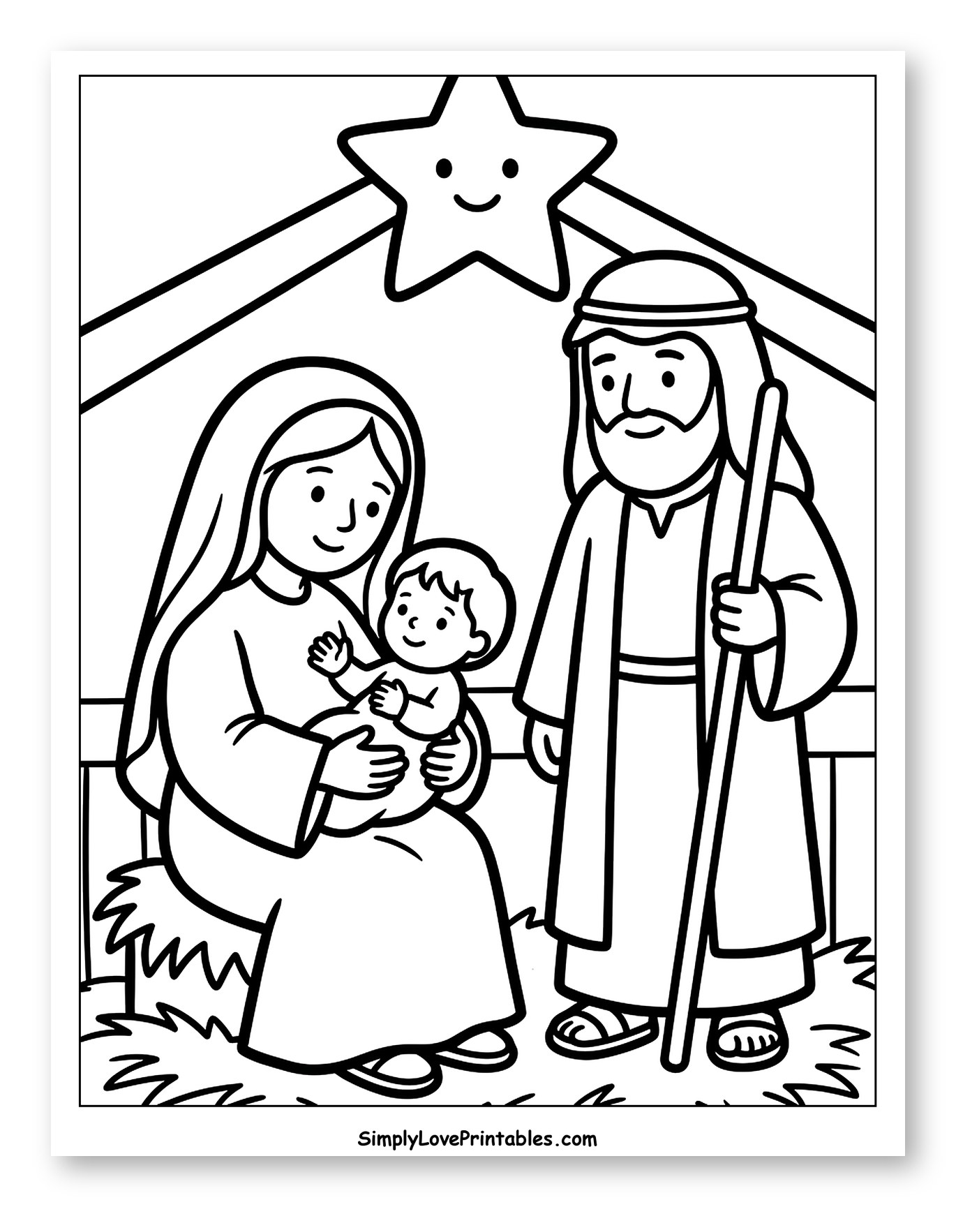 The Holy Family with Baby Jesus in Manger