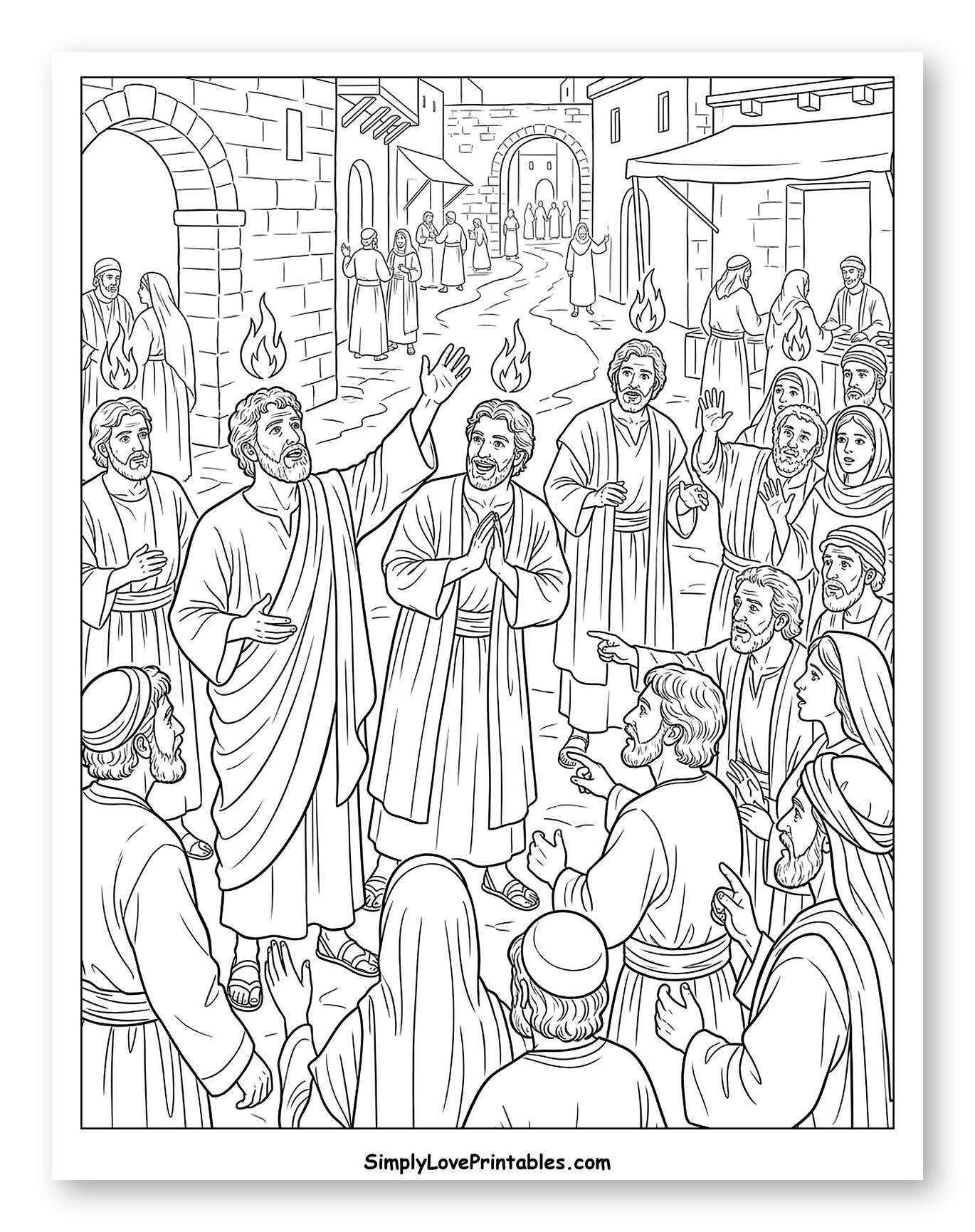 The Holy Spirit Descending on Pentecost Coloring Sheet