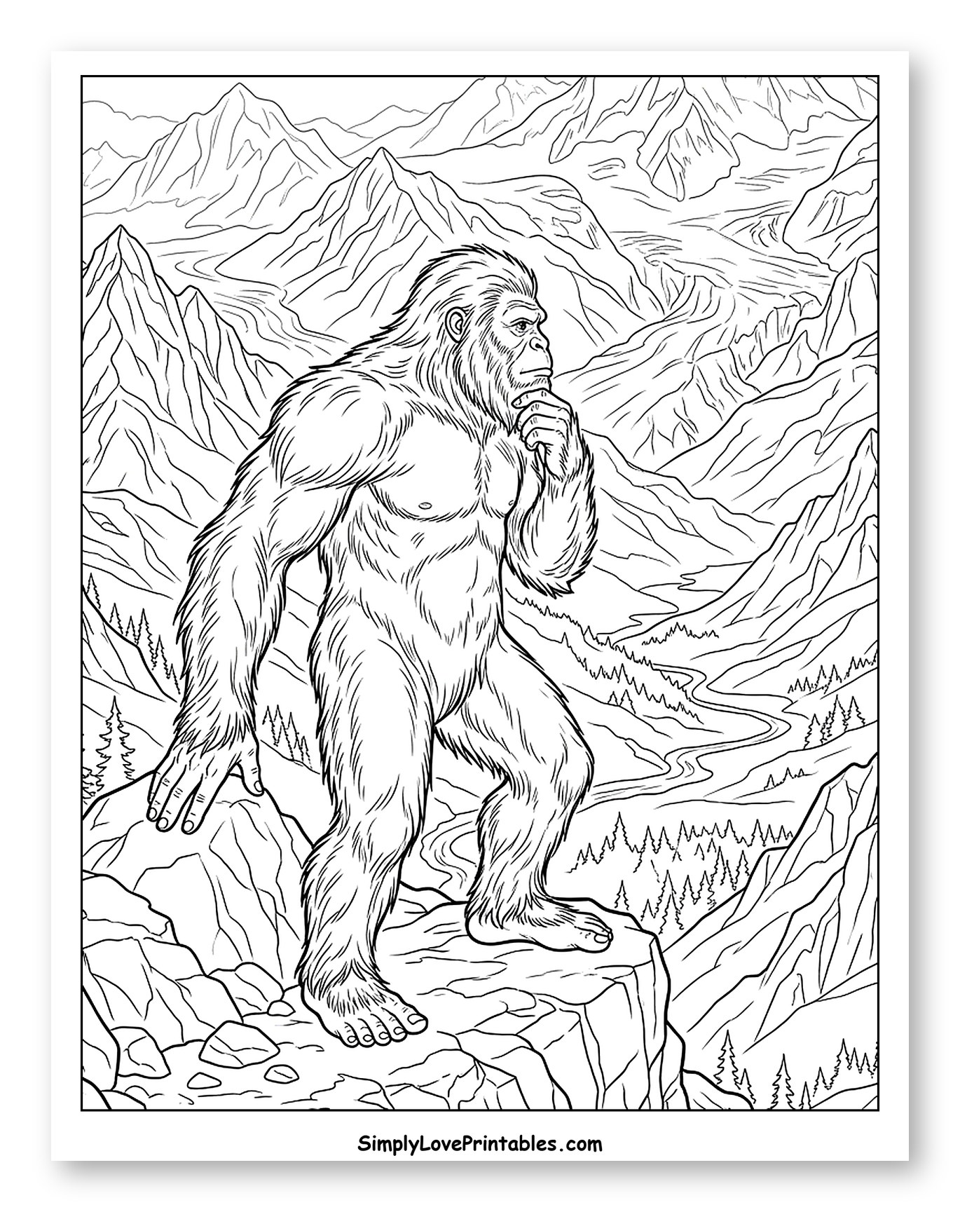 Thoughtful Yeti on a Rocky Cliff