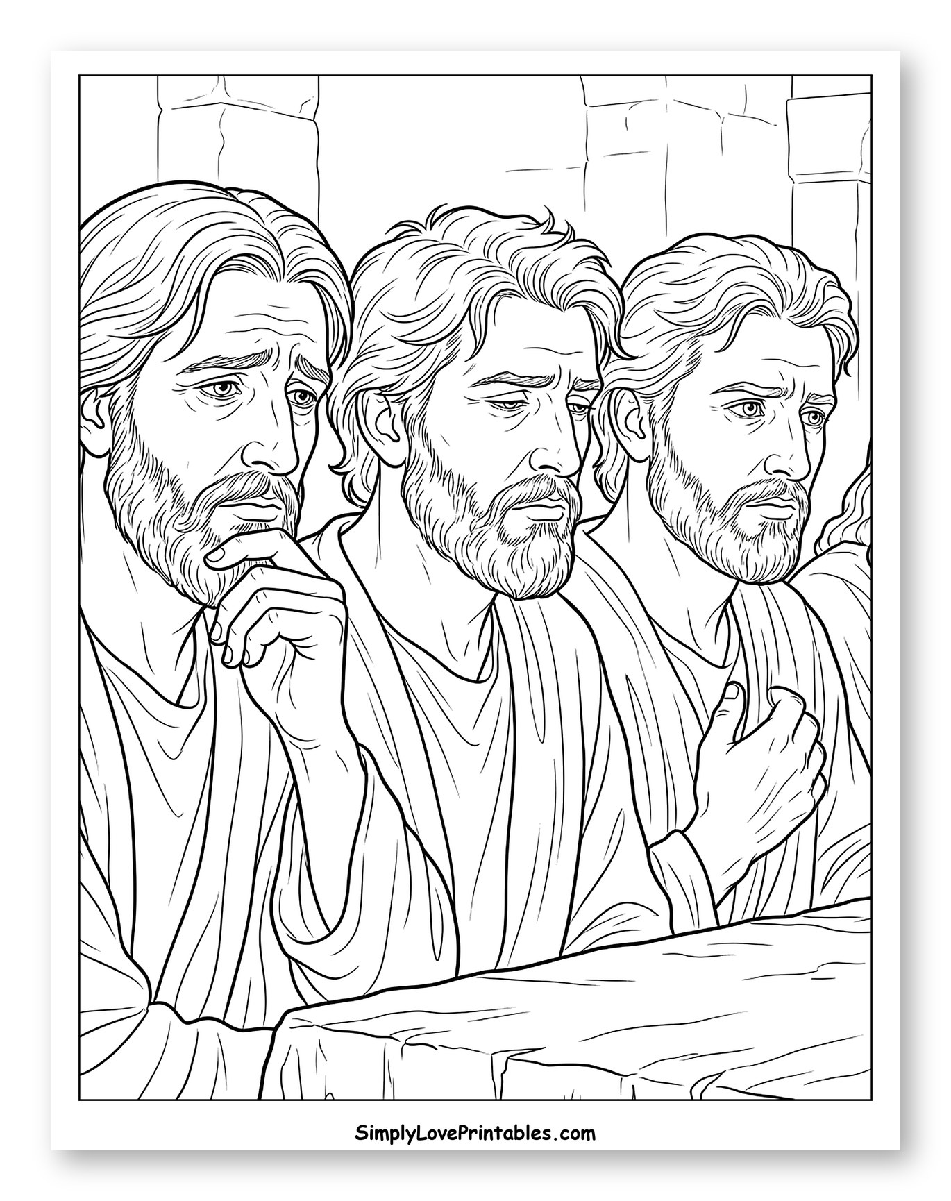 Three Disciples at the Last Supper to Color