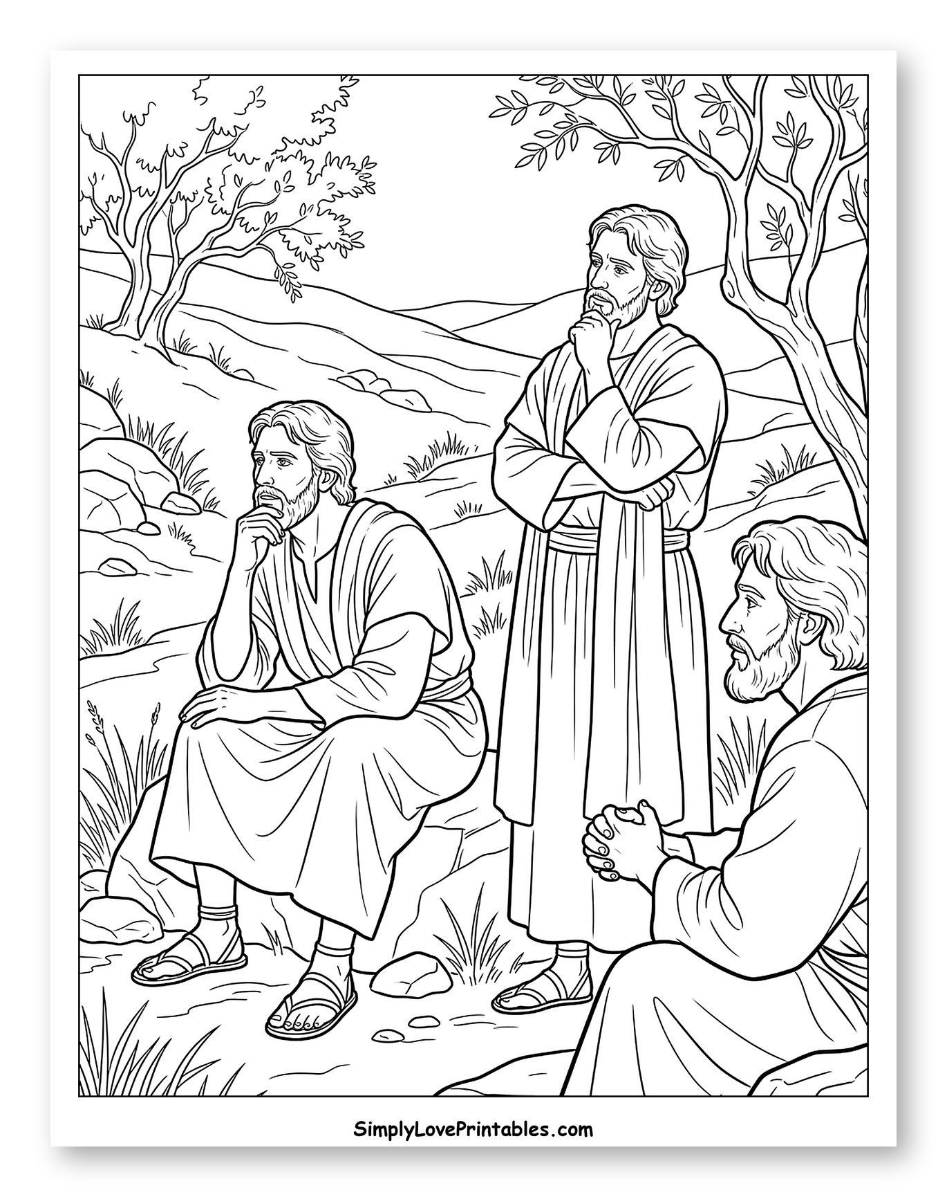 Three Disciples Pondering in a Landscape