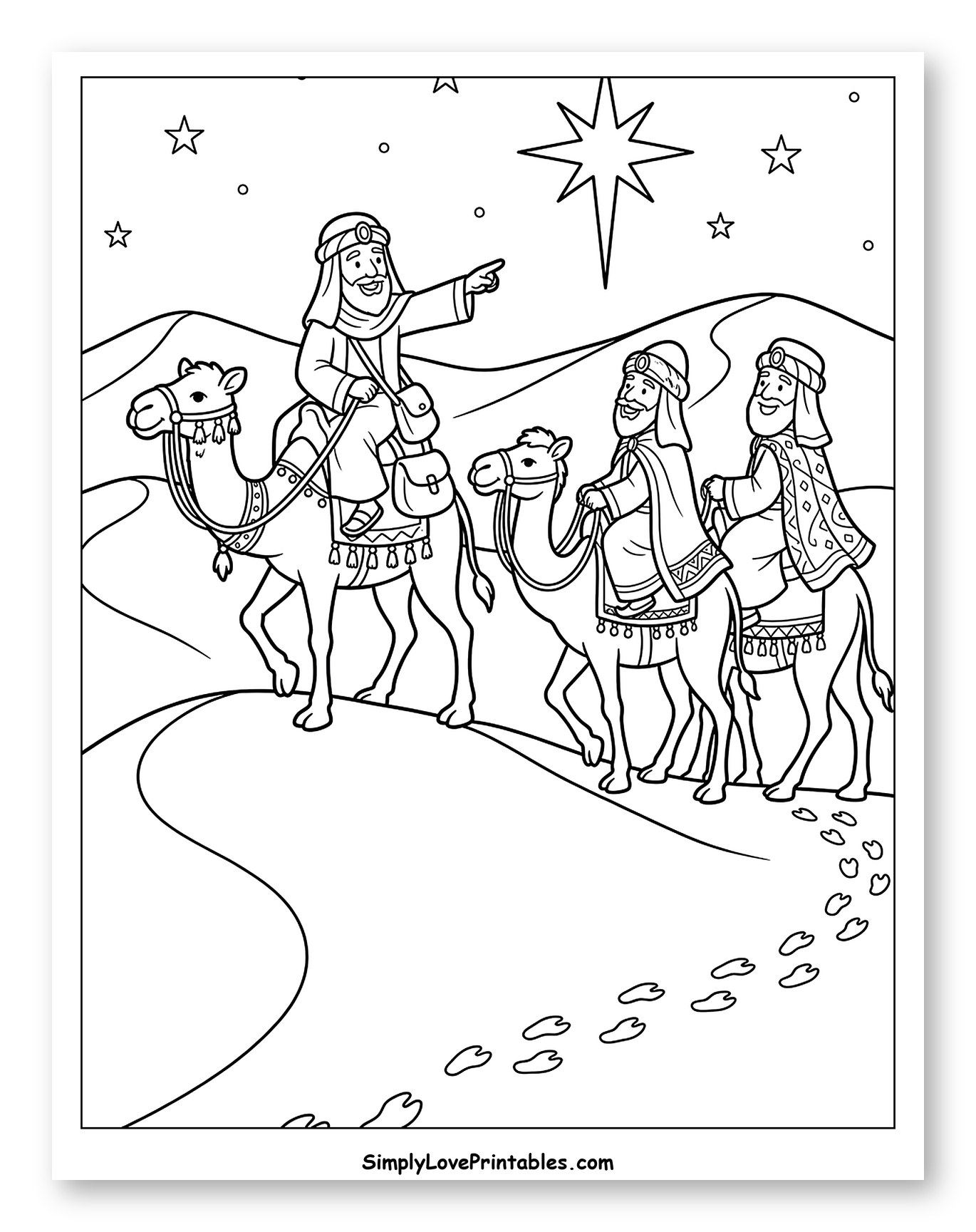 Three Wise Men Following the Bright Star