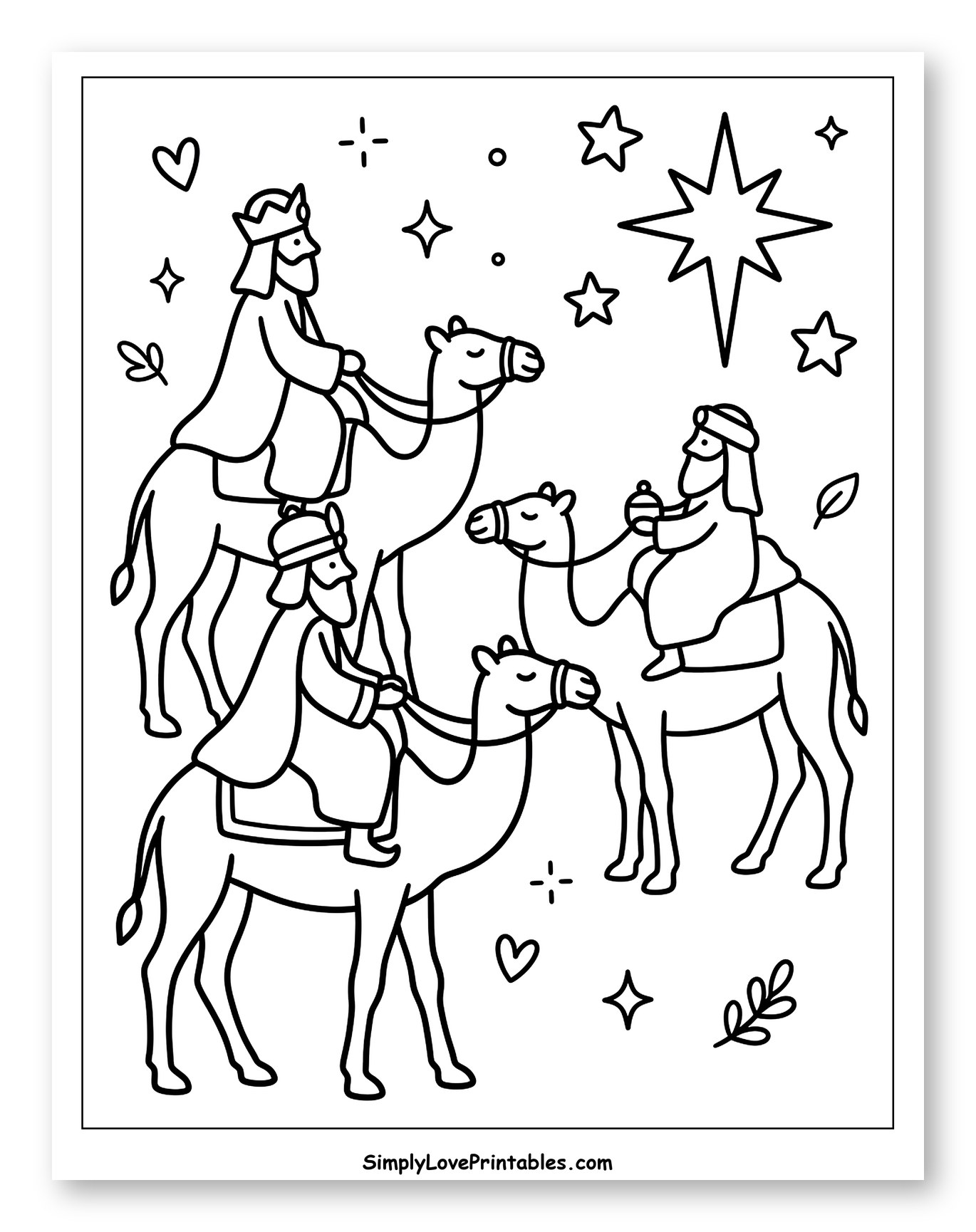 Three Wise Men Riding Camels Under a Guiding Star