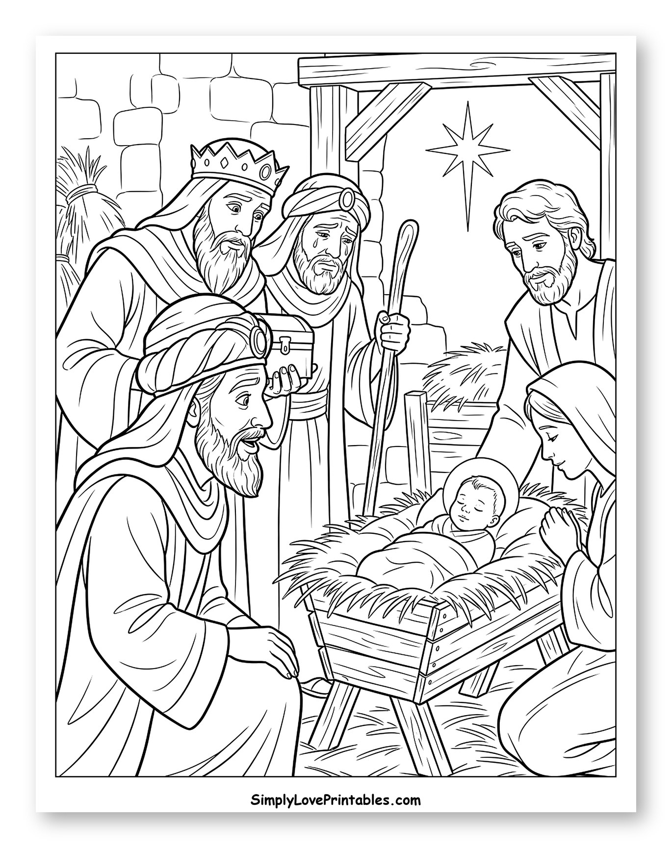Three Wise Men Visiting Baby Jesus