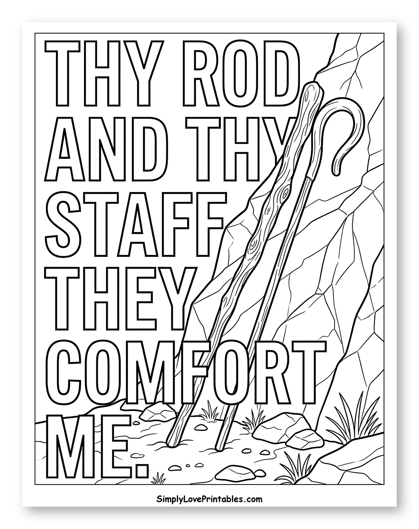 Thy Rod and Staff Comfort Me Verse to Color