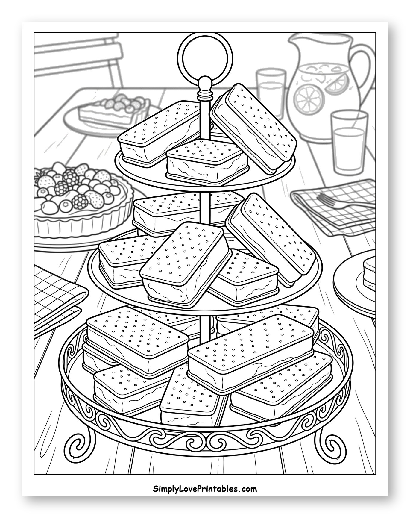 Tiered Stand Filled with Ice Cream Sandwiches