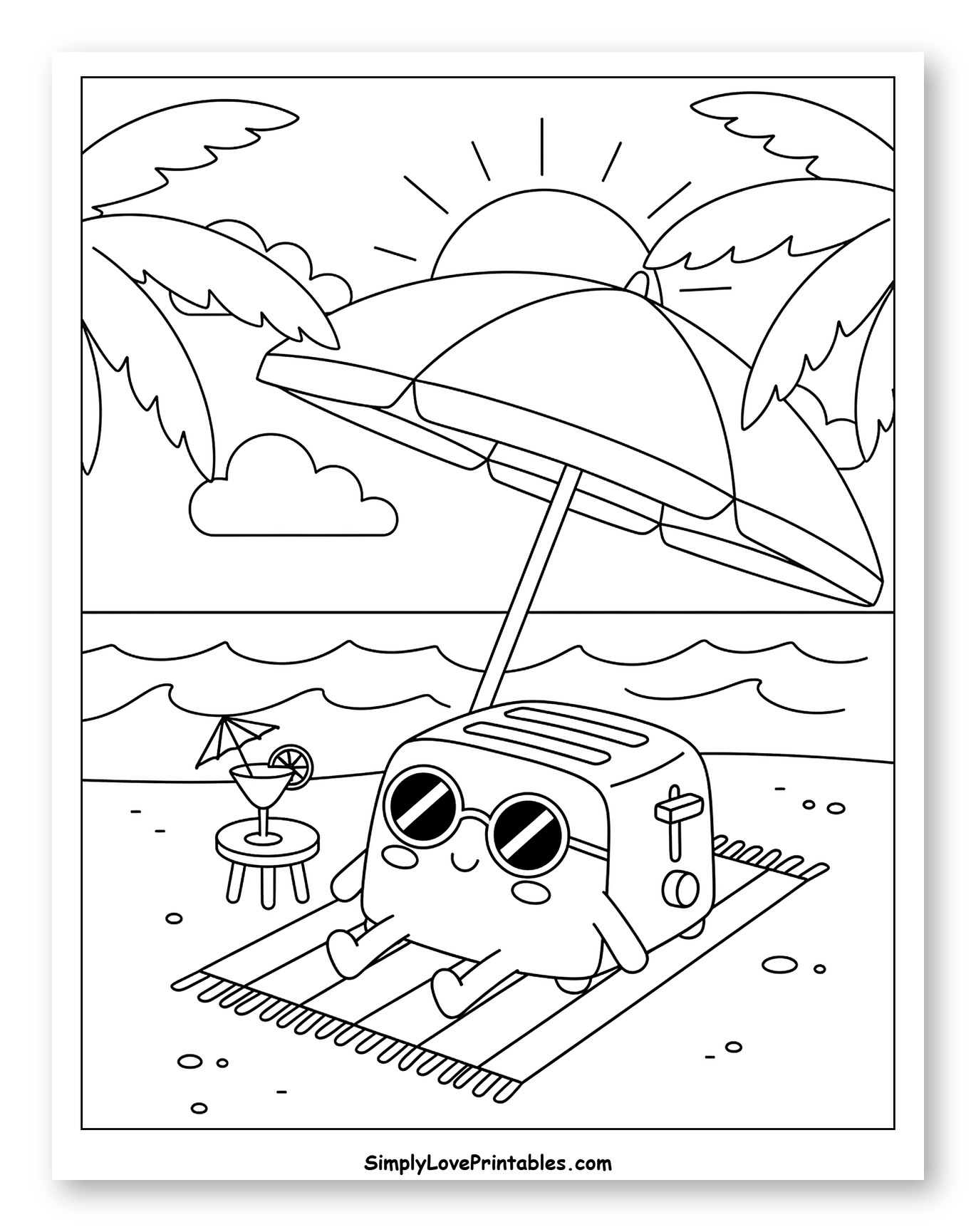 Toaster with Sunglasses Relaxing at the Beach