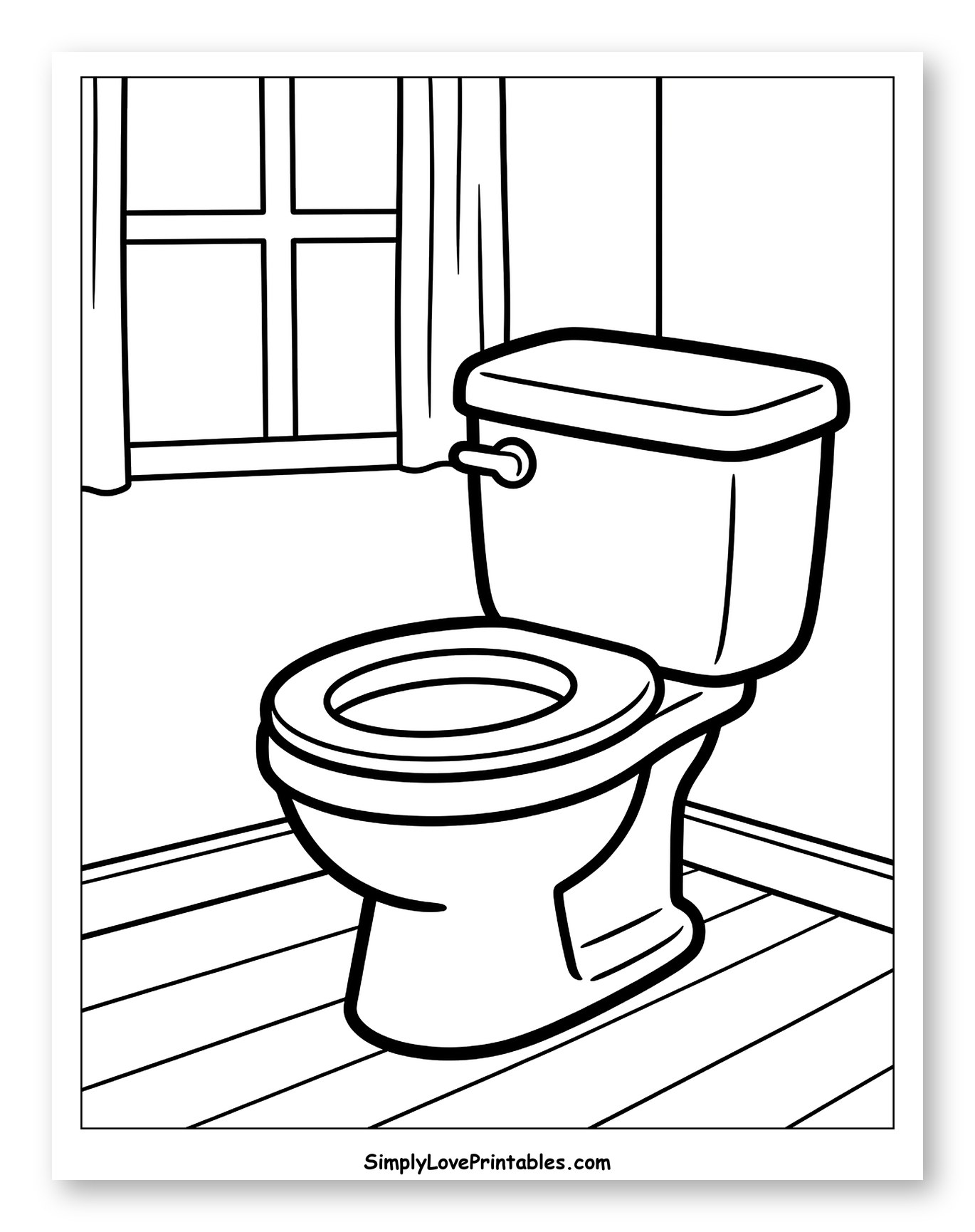 Toilet in a Bathroom with Window Coloring Page for Toddlers