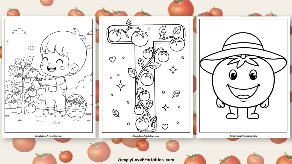 Tomato coloring pages featured image