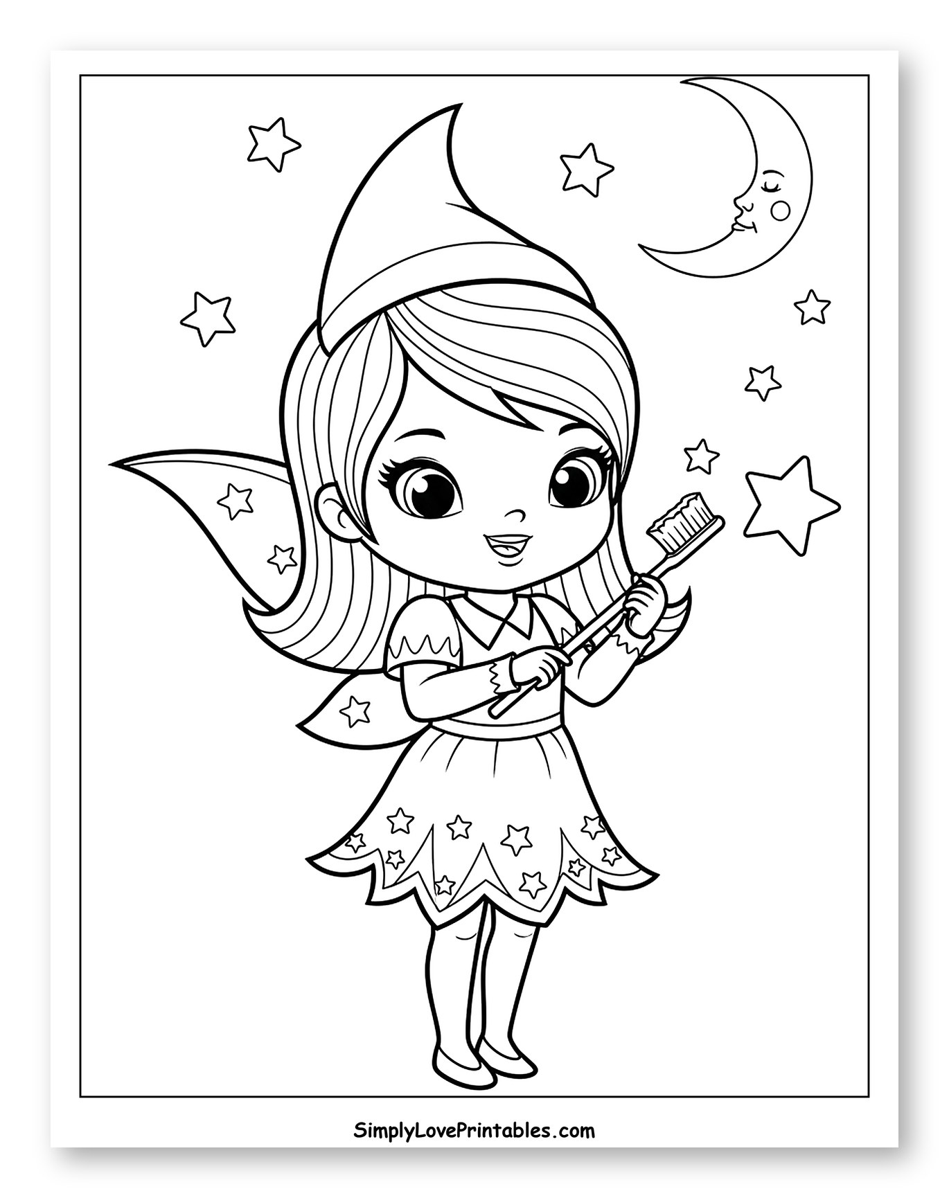 Toothbrush Fairy with Moon and Stars