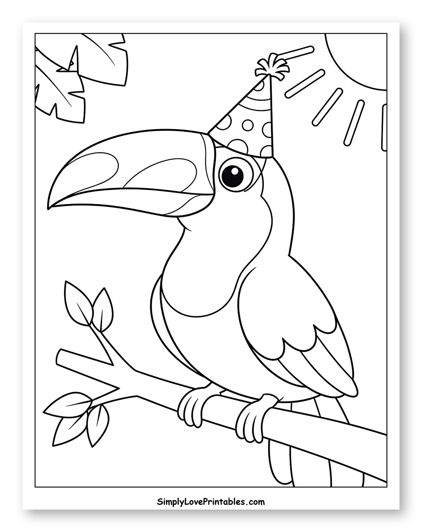 Toucan in a Party Hat on a Branch