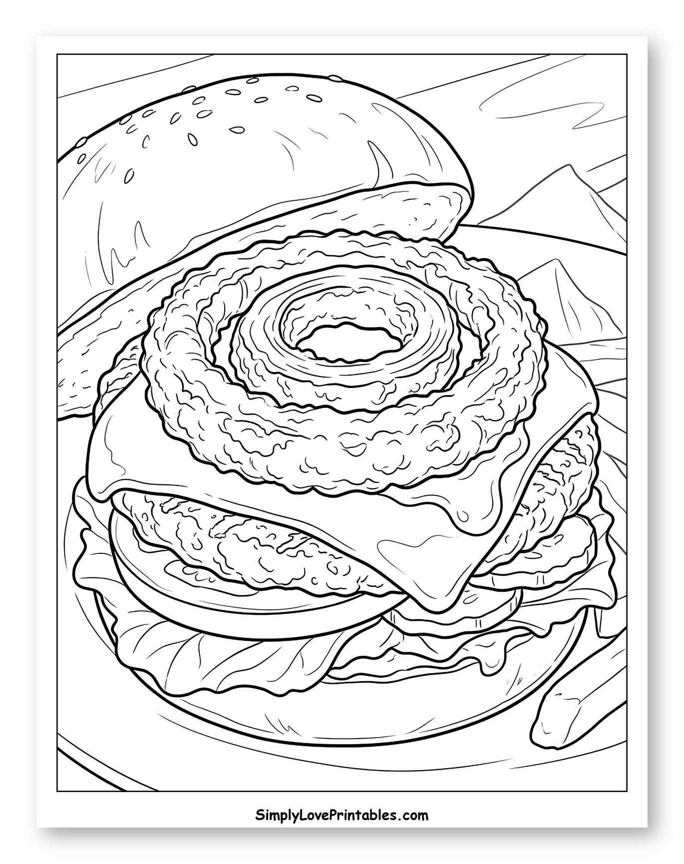 Towering Burger with Crispy Onion Rings