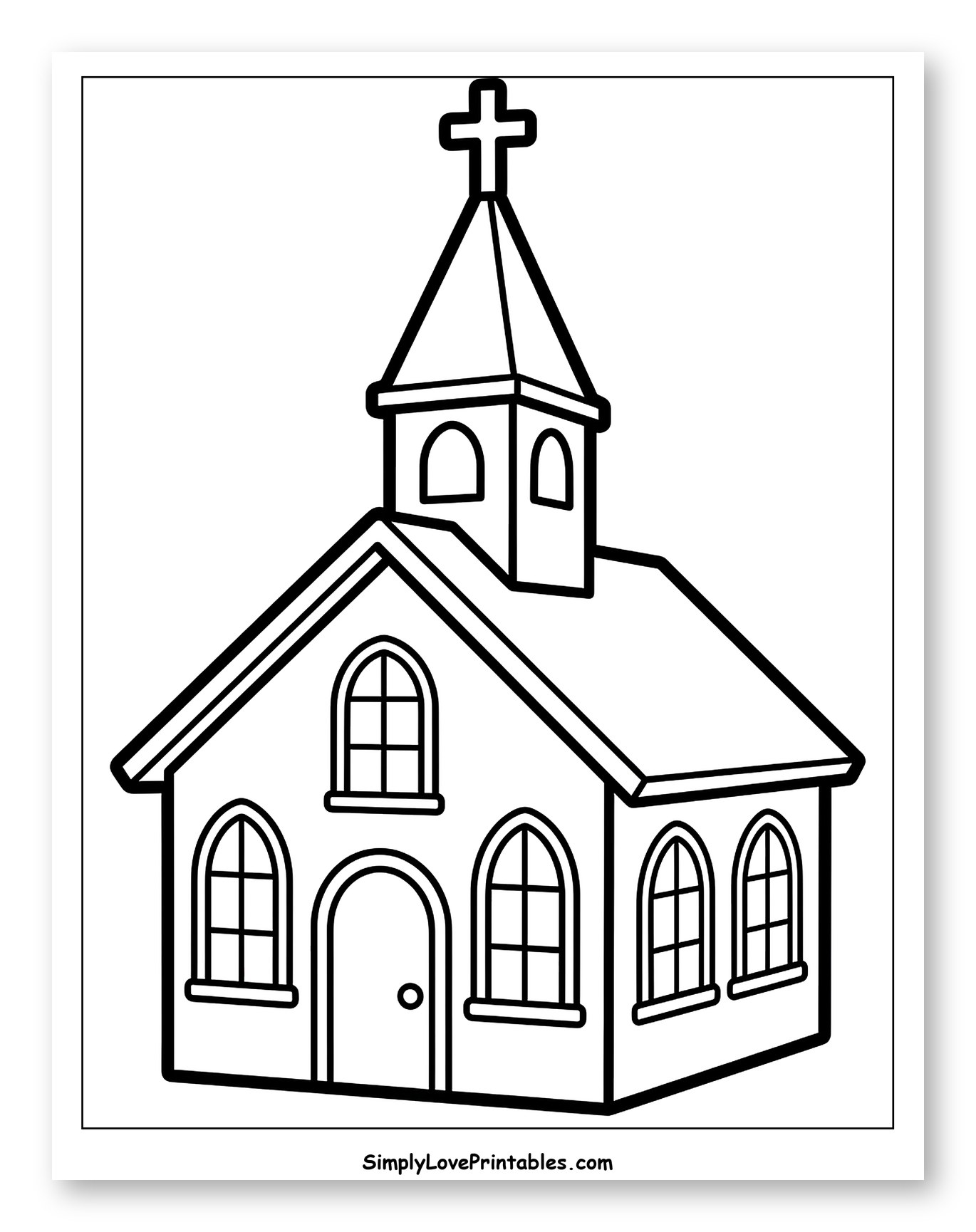 Traditional Church Building with Steeple and Cross