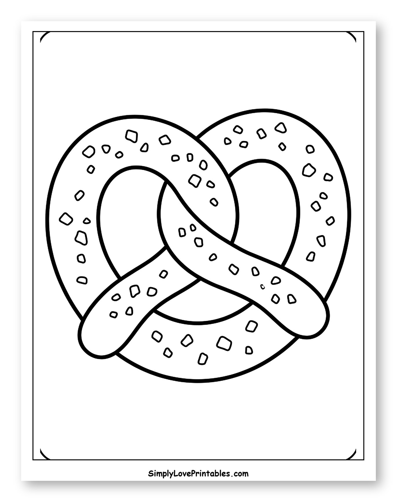 Traditional Pretzel with Salt Granules Coloring Sheet for Toddlers