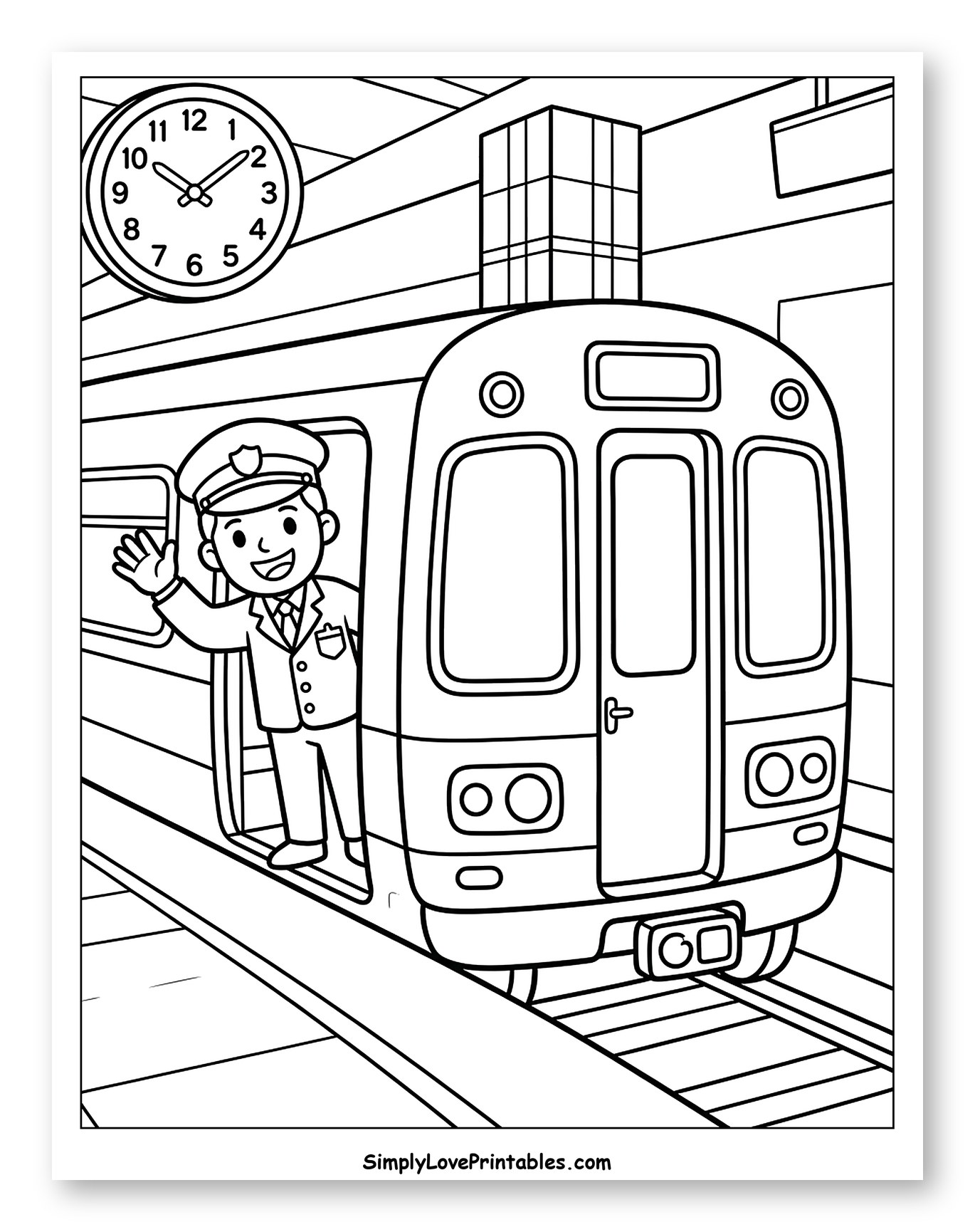 Train Conductor Waving at Subway Station