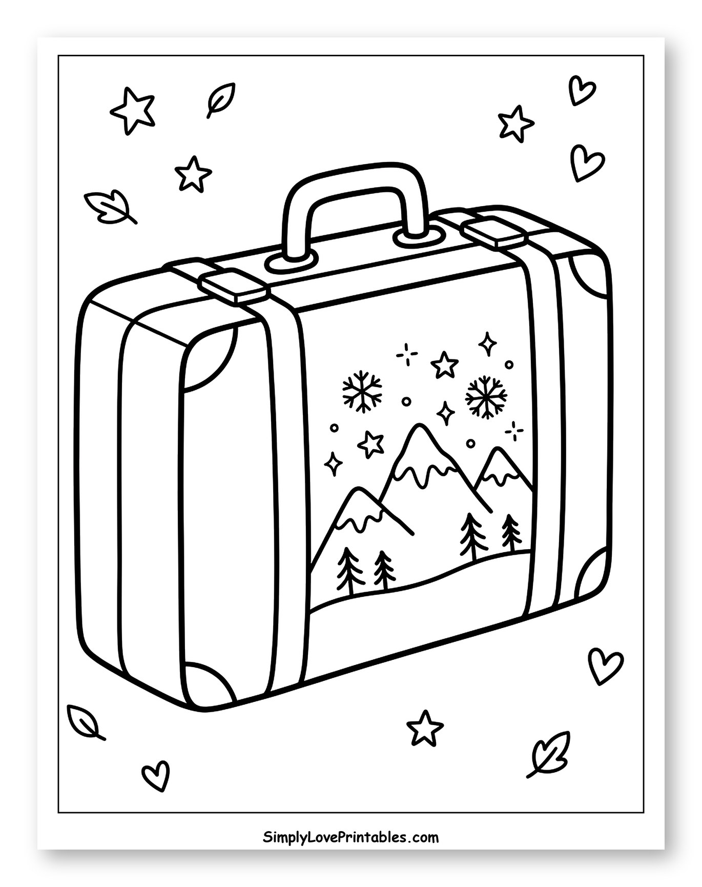 Travel Suitcase with Snowy Mountain Landscape