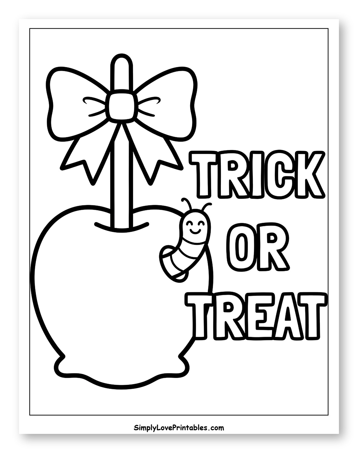 Trick or Treat Candy Apple with Cute Worm