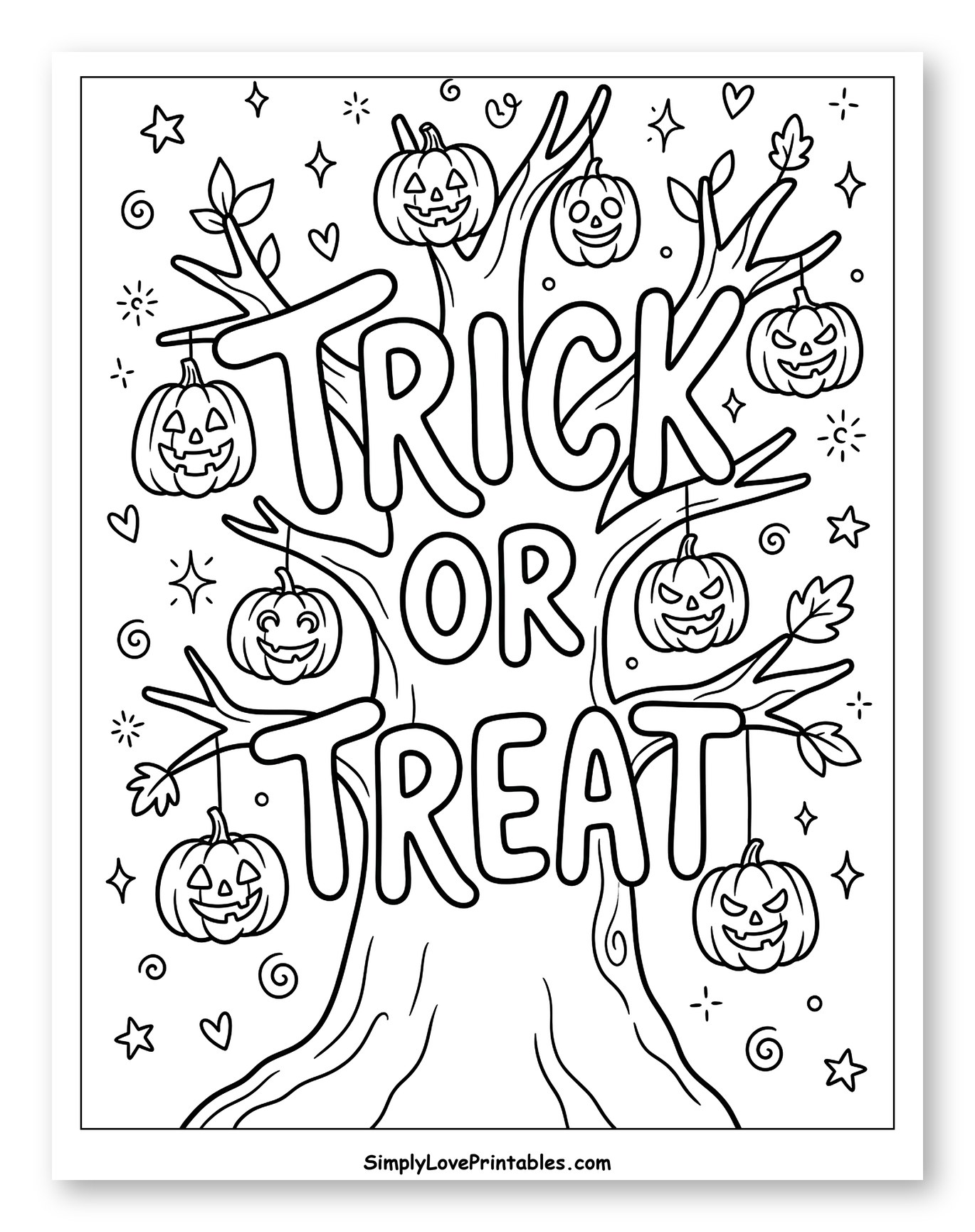 Trick or Treat Tree with Hanging Jack-o'-lanterns
