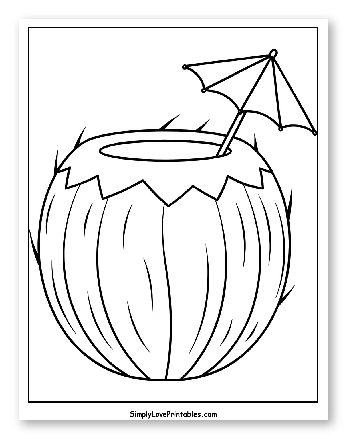 Tropical Coconut Drink with an Umbrella