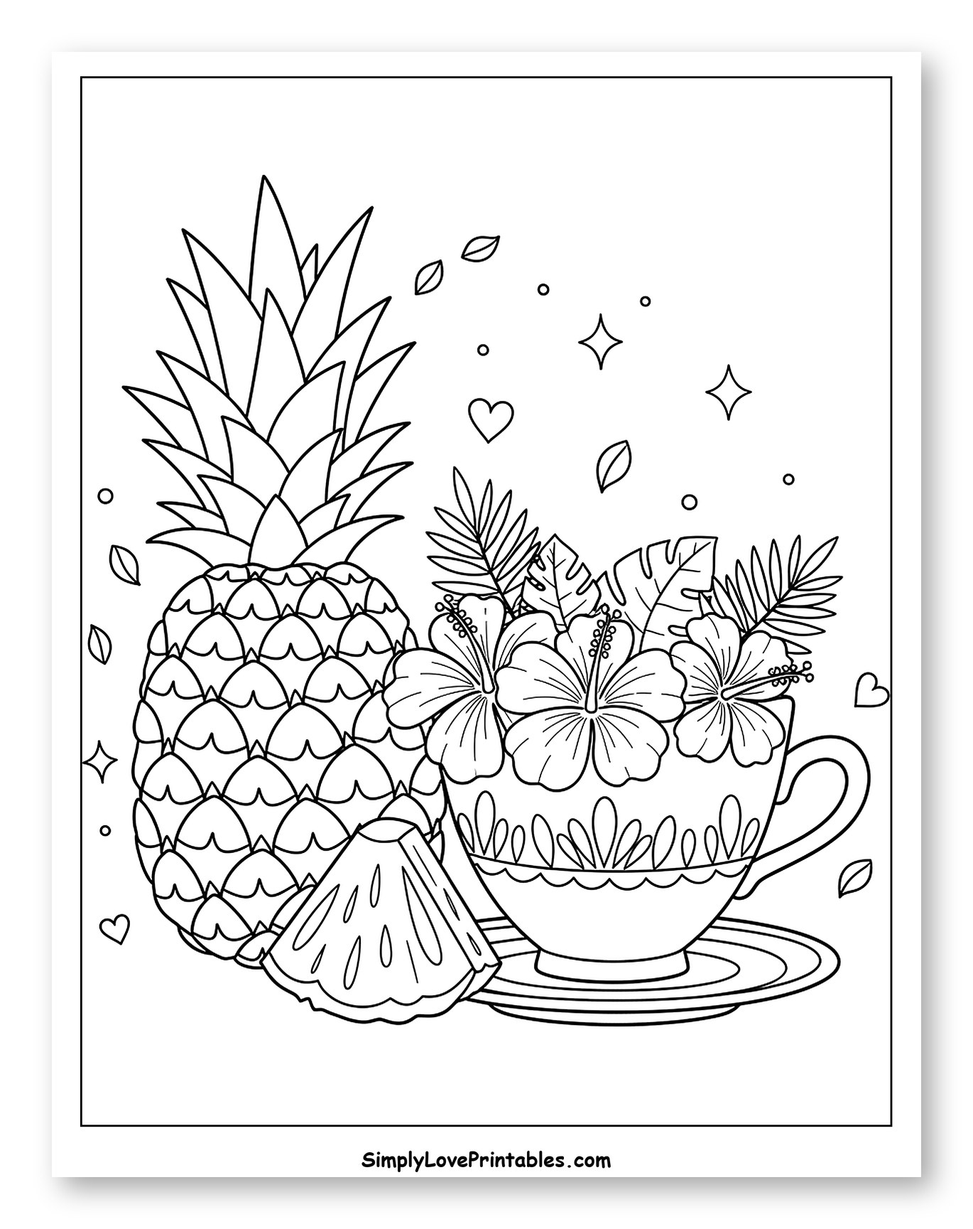 Tropical Pineapple and Hibiscus Teacup