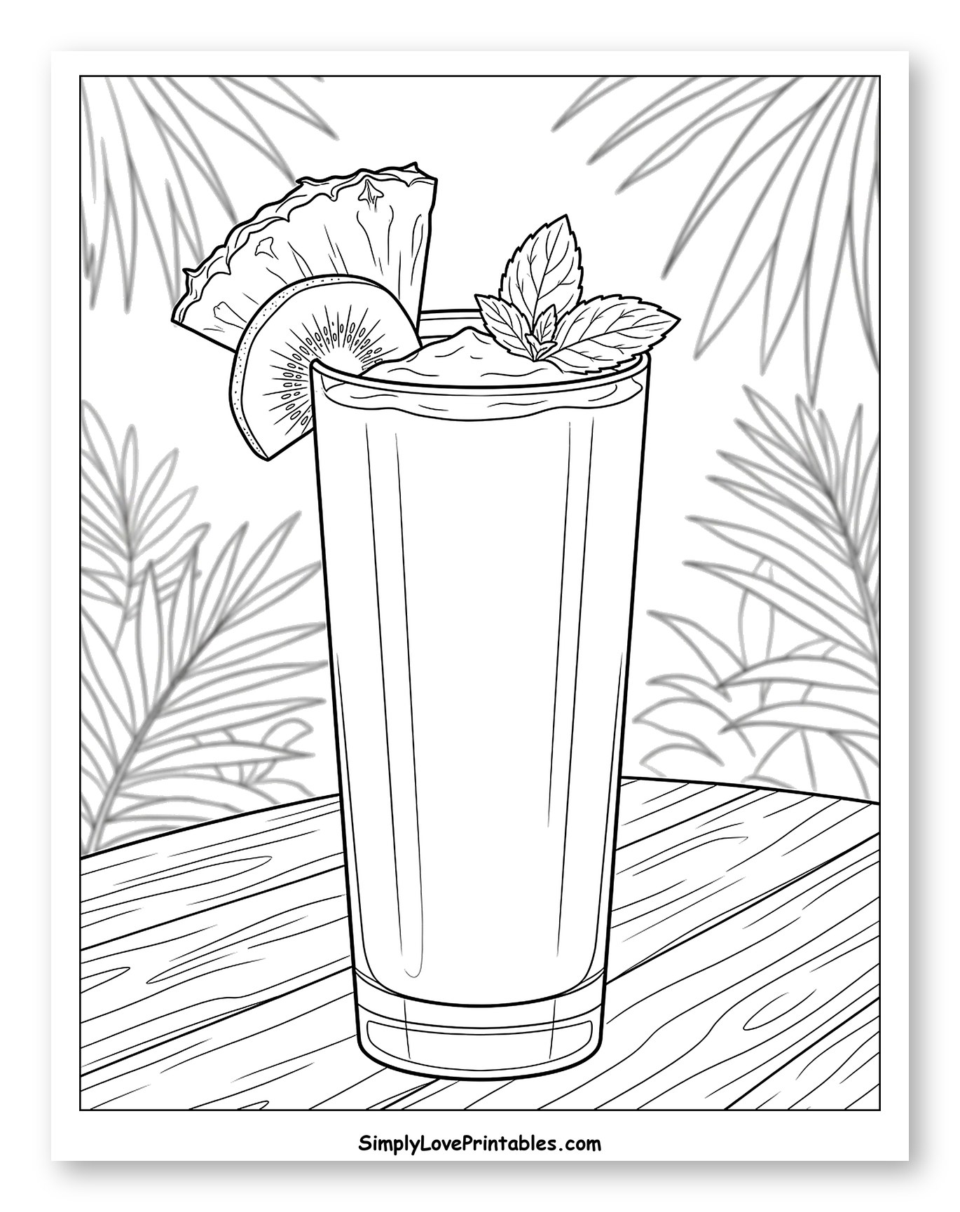Tropical Smoothie with Pineapple, Kiwi, and Mint to Color