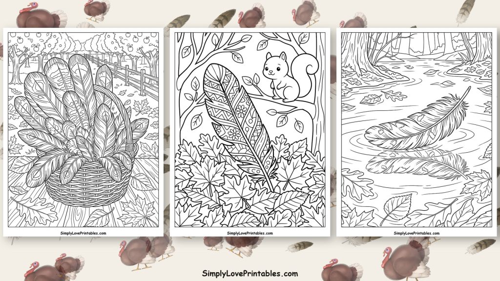 Turkey feather coloring pages featured image