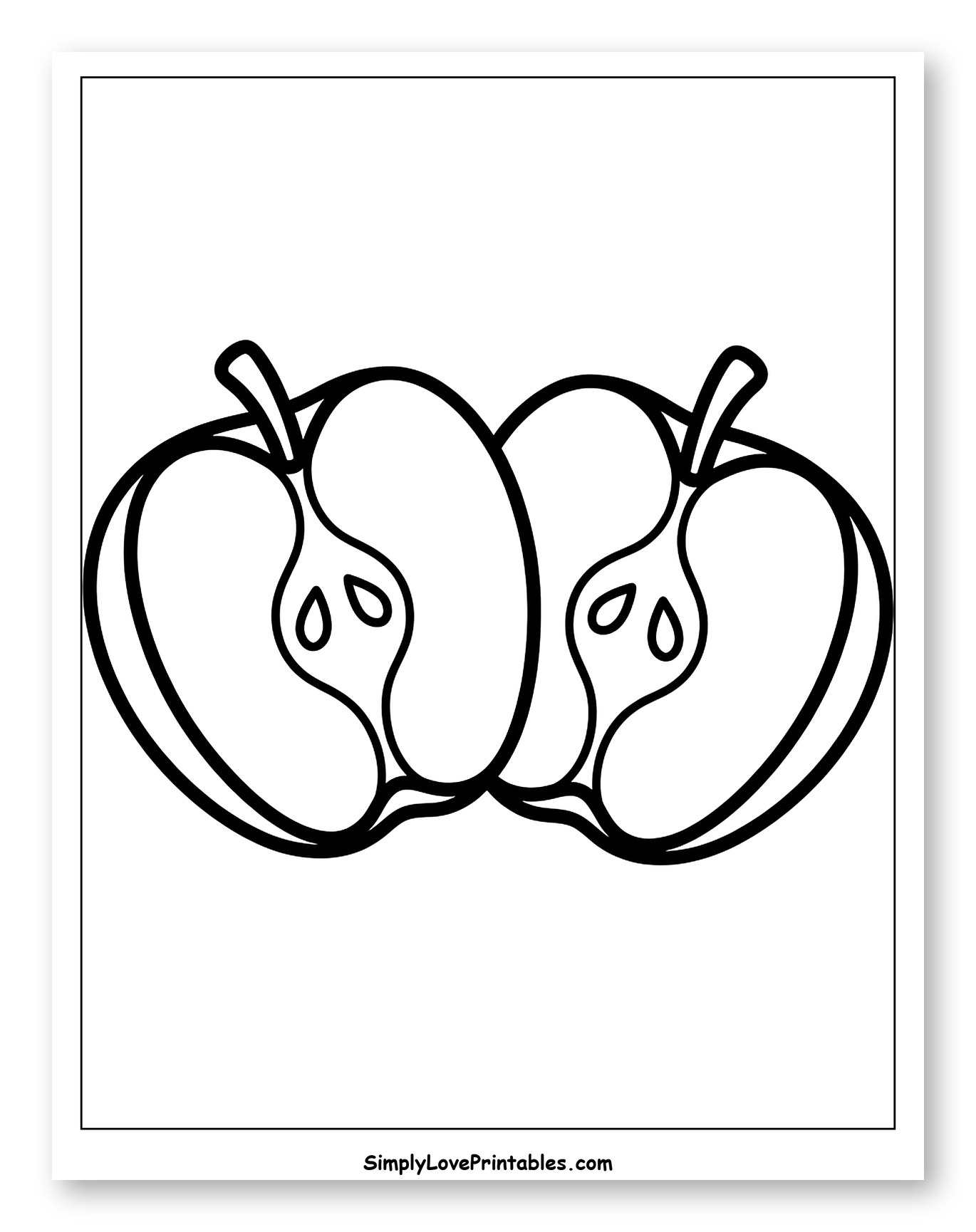 Two Apple Halves with Visible Seeds