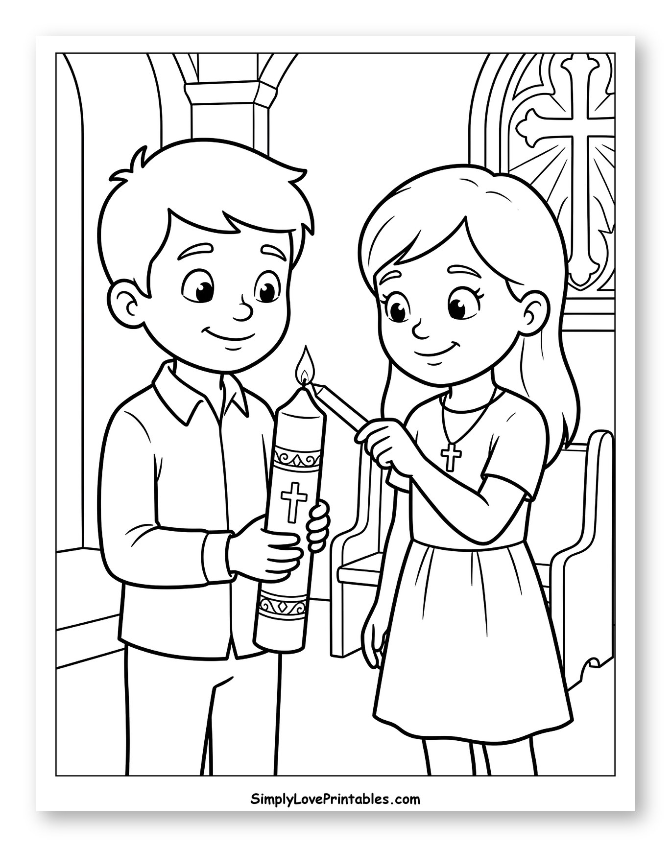 Two Children Lighting a Sacrament Candle