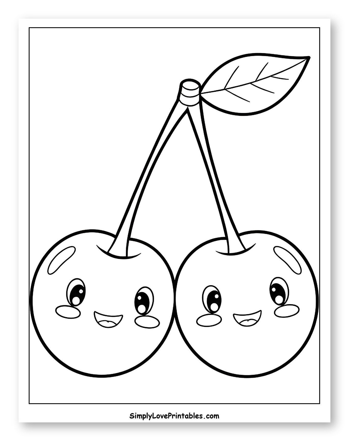Two Cute Cherries with Happy Faces