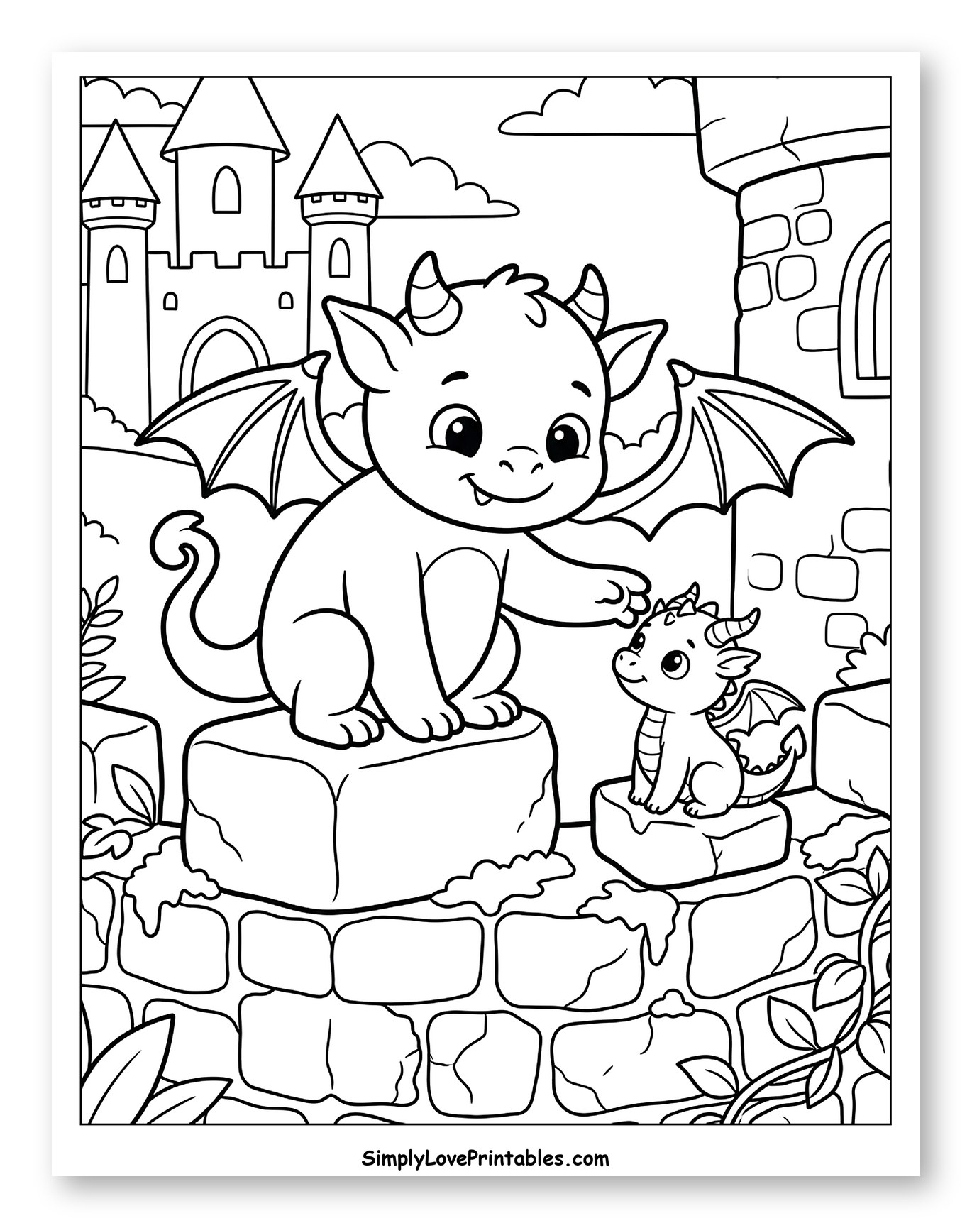 Two Cute Gargoyles on a Castle Wall